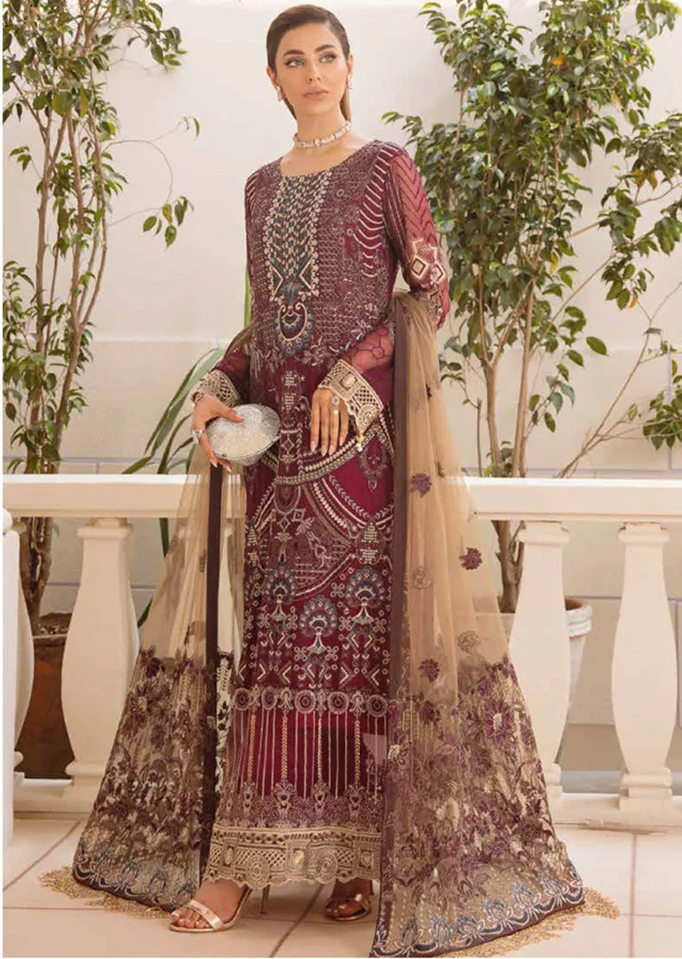 A-401R - Readymade - Ramsha Chevron Chiffon Suit