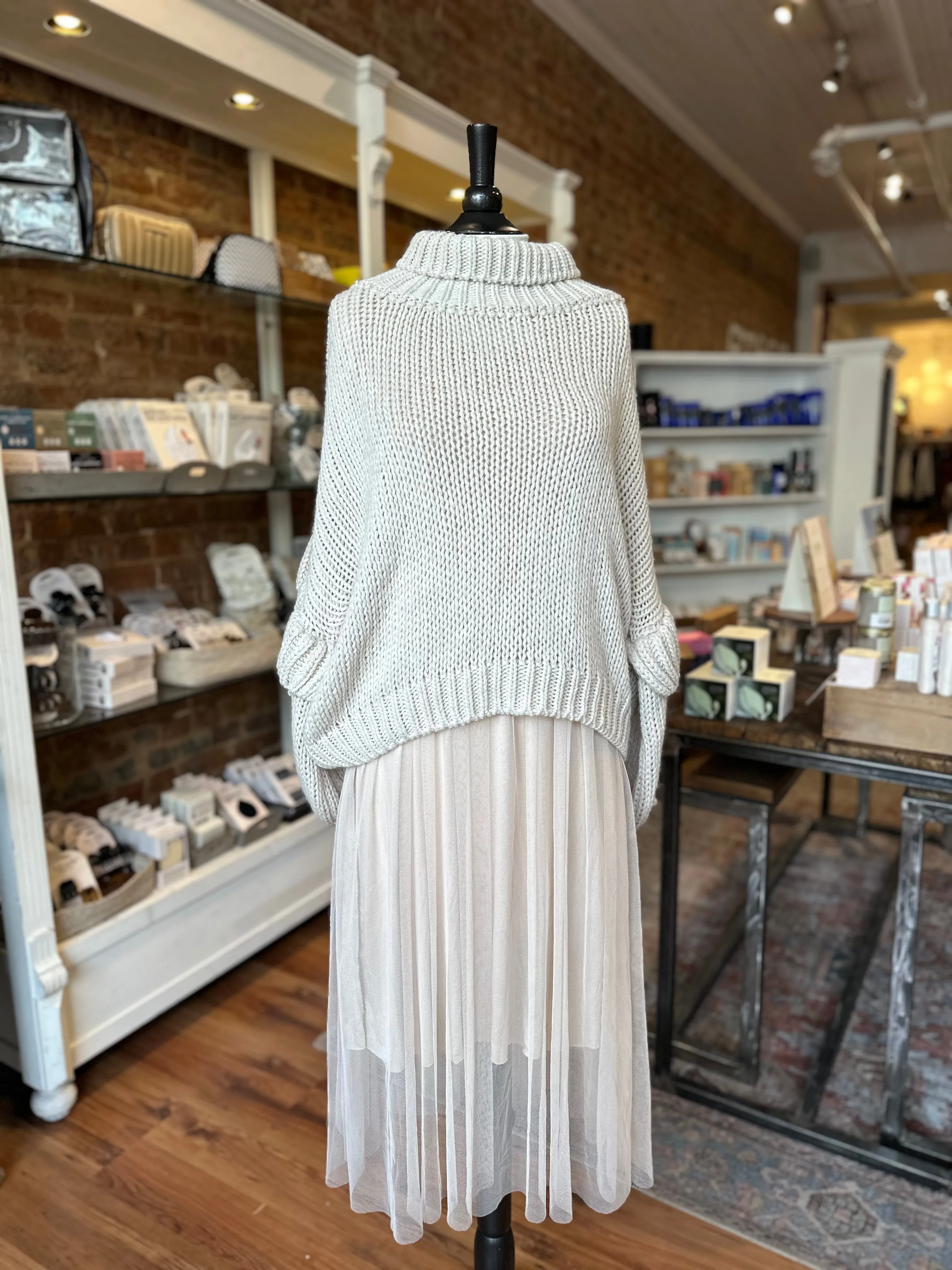 Acacia Two Piece Dress & Sweater Set in Ivory