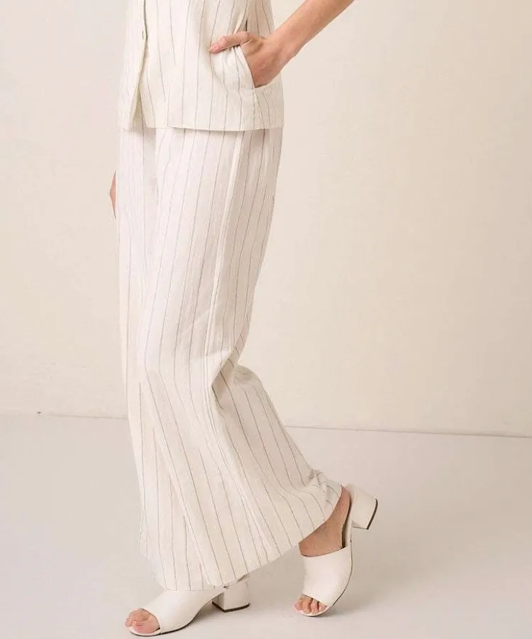 Alicia Pinstripe Pants in White