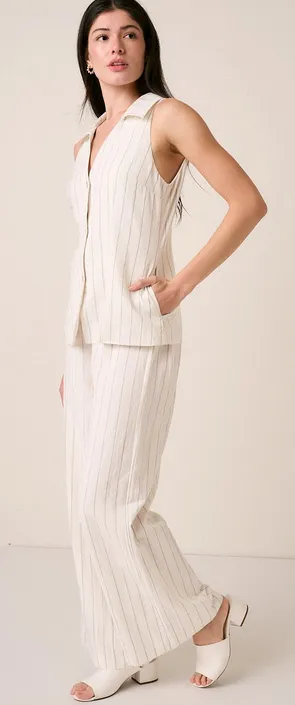 Alicia Pinstripe Pants in White