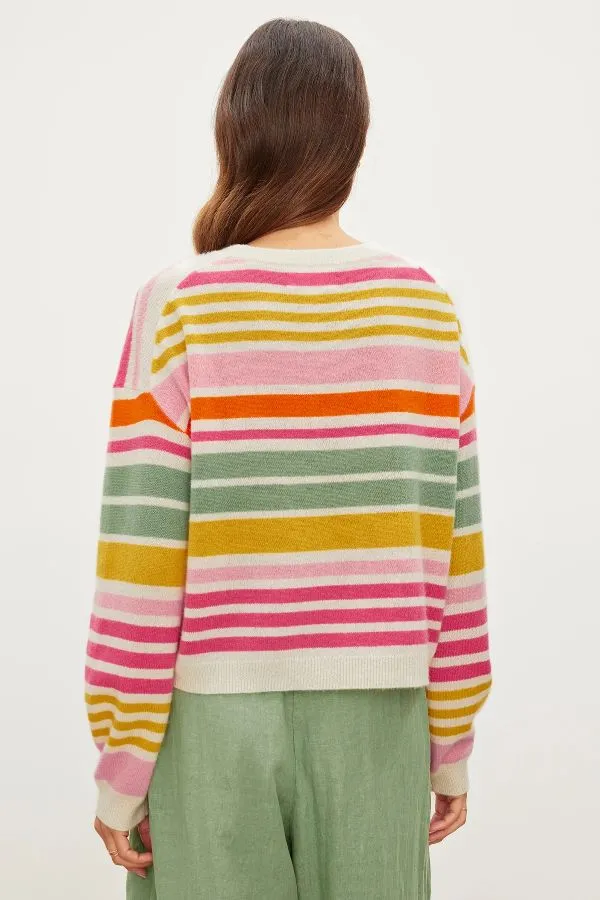 Anny Cashmere Striped Crew Neck Sweater