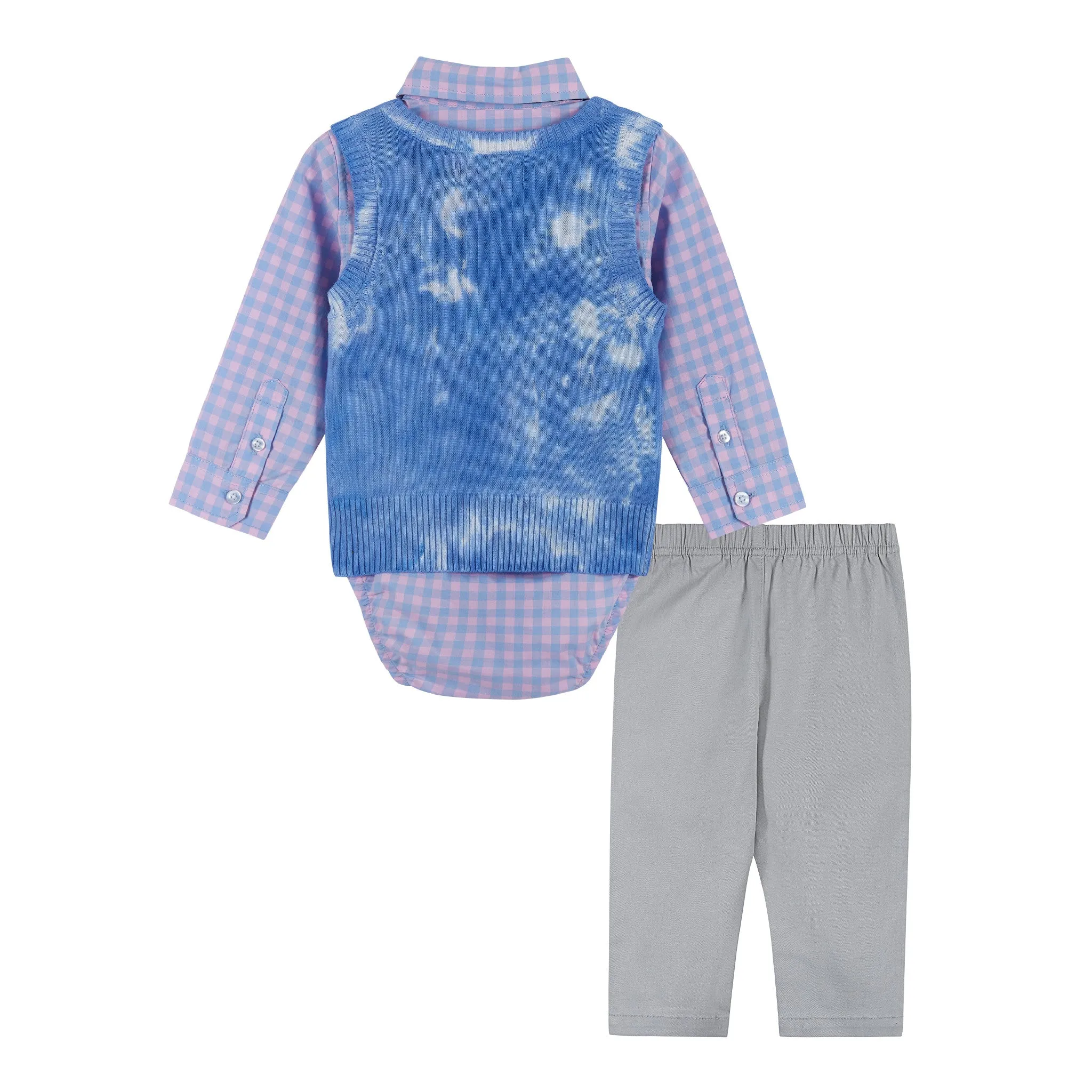 Baby Boy 4-Piece Tie Dye Plaid Vest & Pant Set | Multicolor