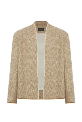 BEIGE COTTON OPEN CUT JACKET