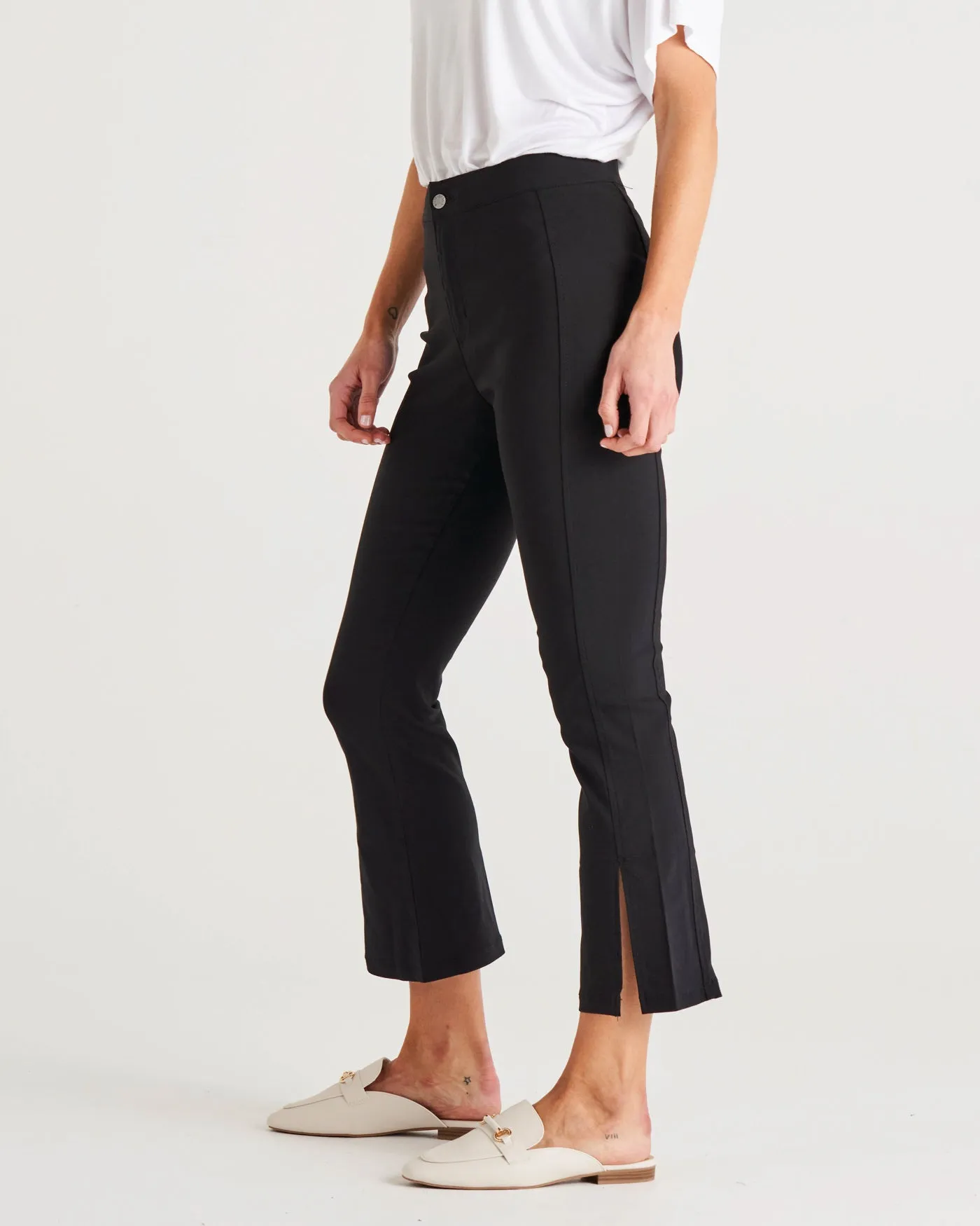 Betty Basics Edwina Bengaline Split Leg Pant - Black