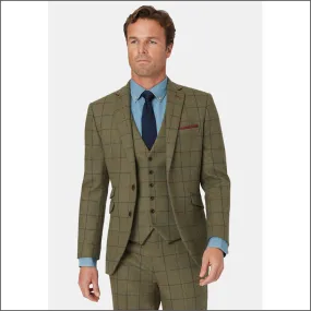 Brook Taverner Haincliffe Green with Blue Overcheck Suit Jacket<><>