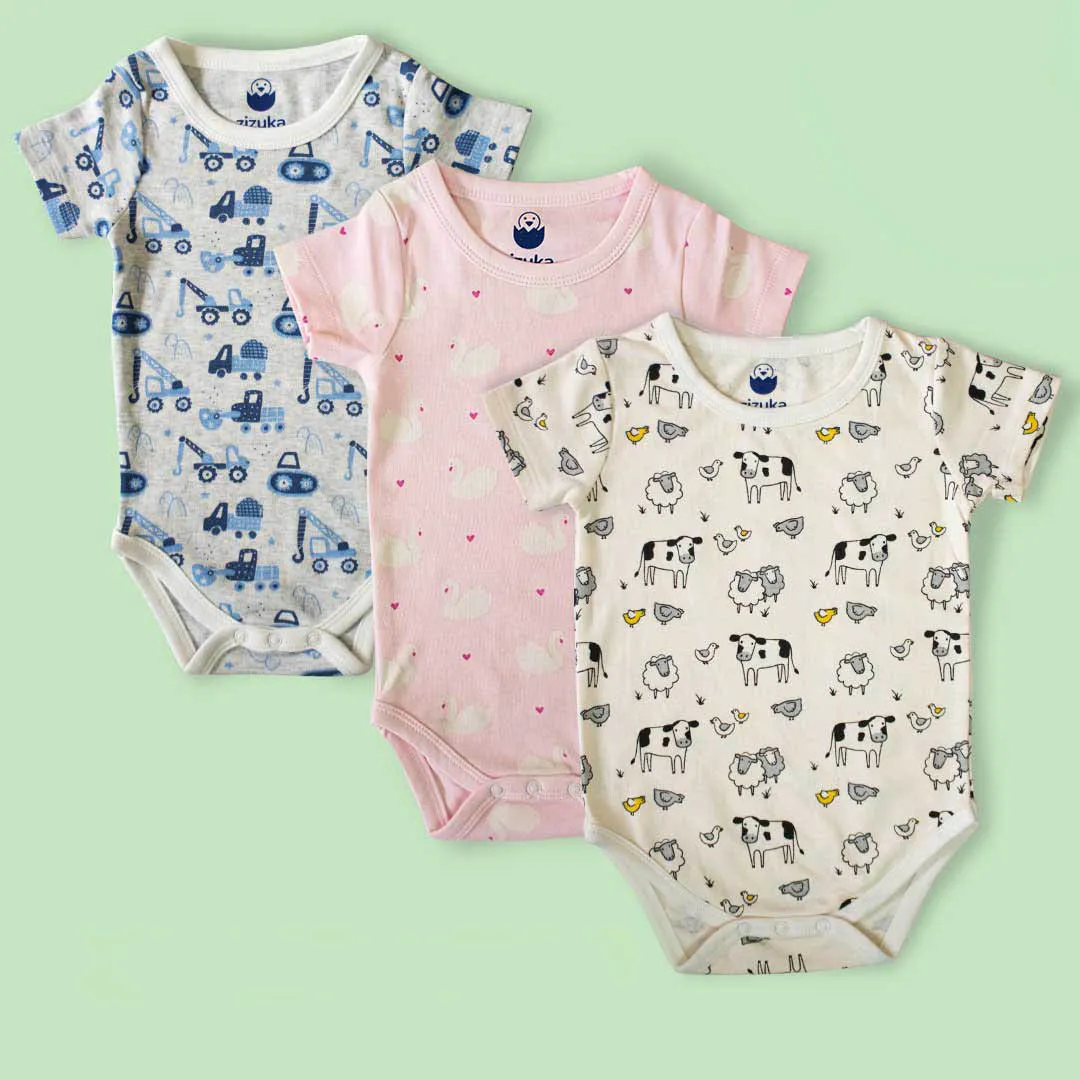 BUY 2 Pattern Printed Bodysuit/Onesie & Get 1 FREE - 100% Premium Cotton