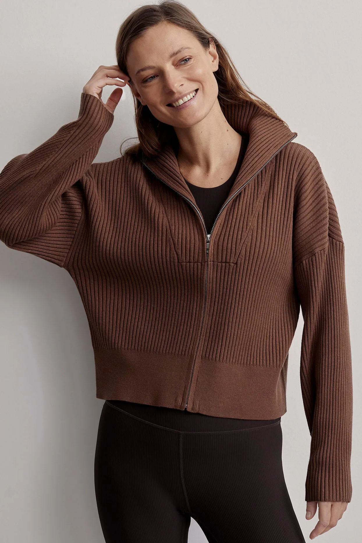 Carmen Rib Knit Zip Through