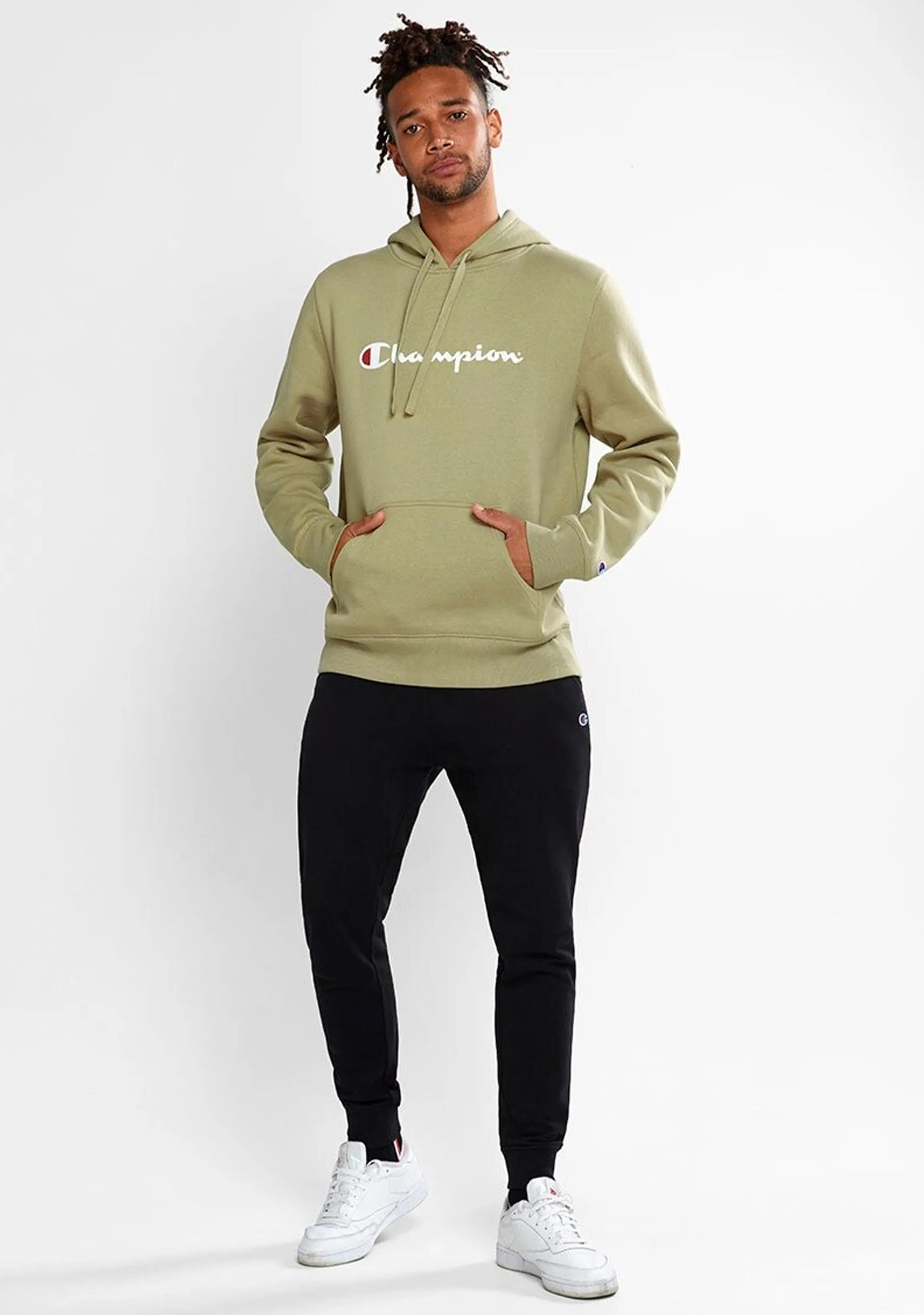 Champion Mens Script Hoodie Khaki <br> AY79N FSJ