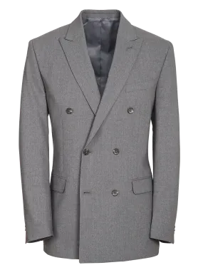 Classic Fit Essential Wool Double Breasted Peak Lapel Suit Jacket - Grey