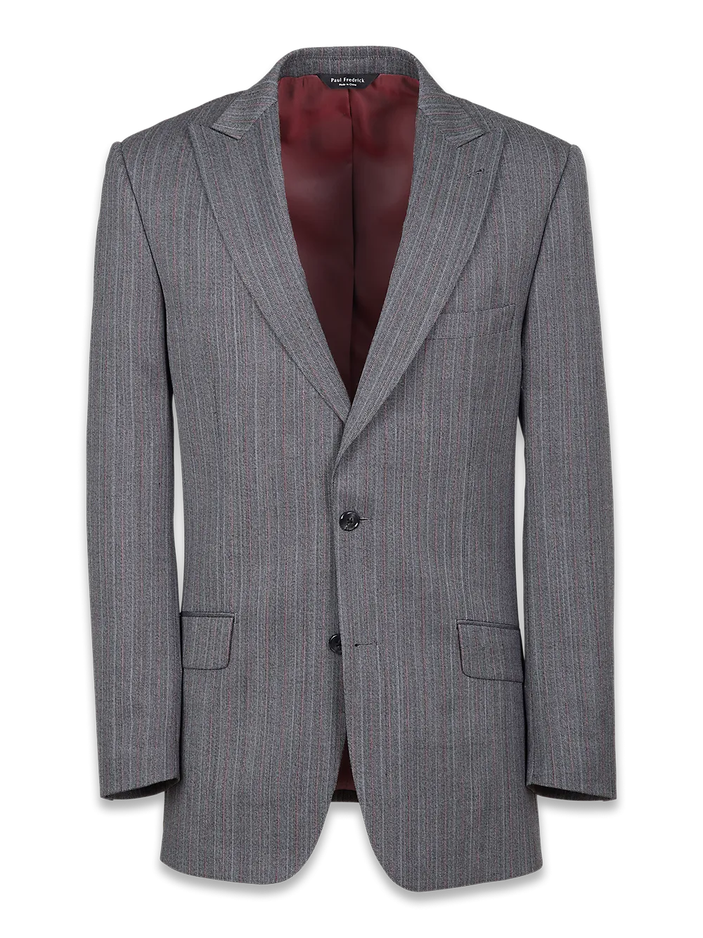 Classic Fit Herringbone Peak Lapel Suit Jacket - Black