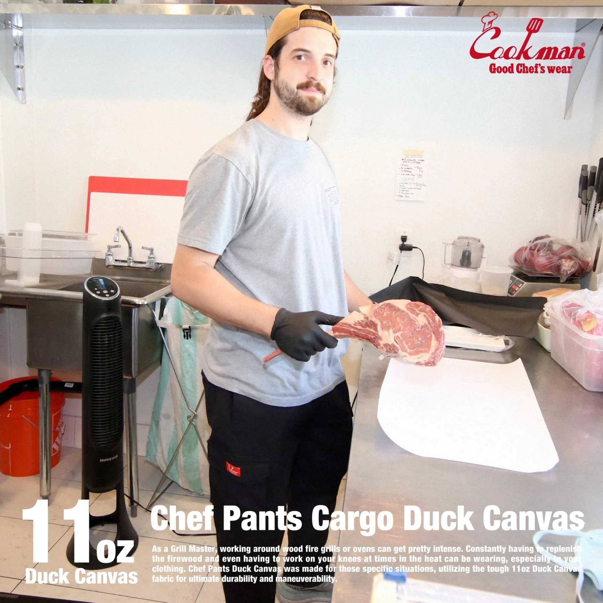 Cookman Chef Pants Cargo - Duck Canvas : Black