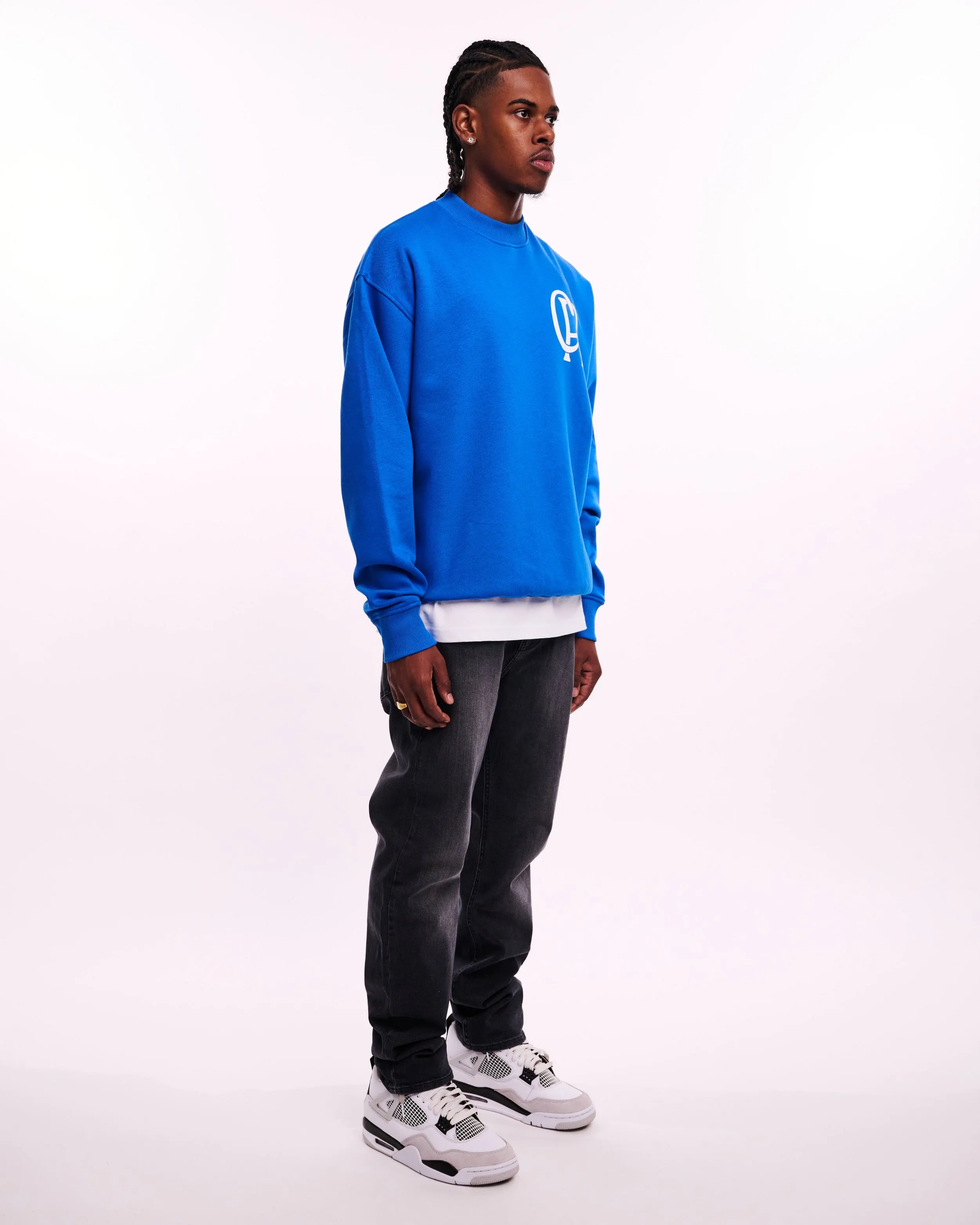 CROYEZ INITIAL SWEATER - COBALT/WHITE