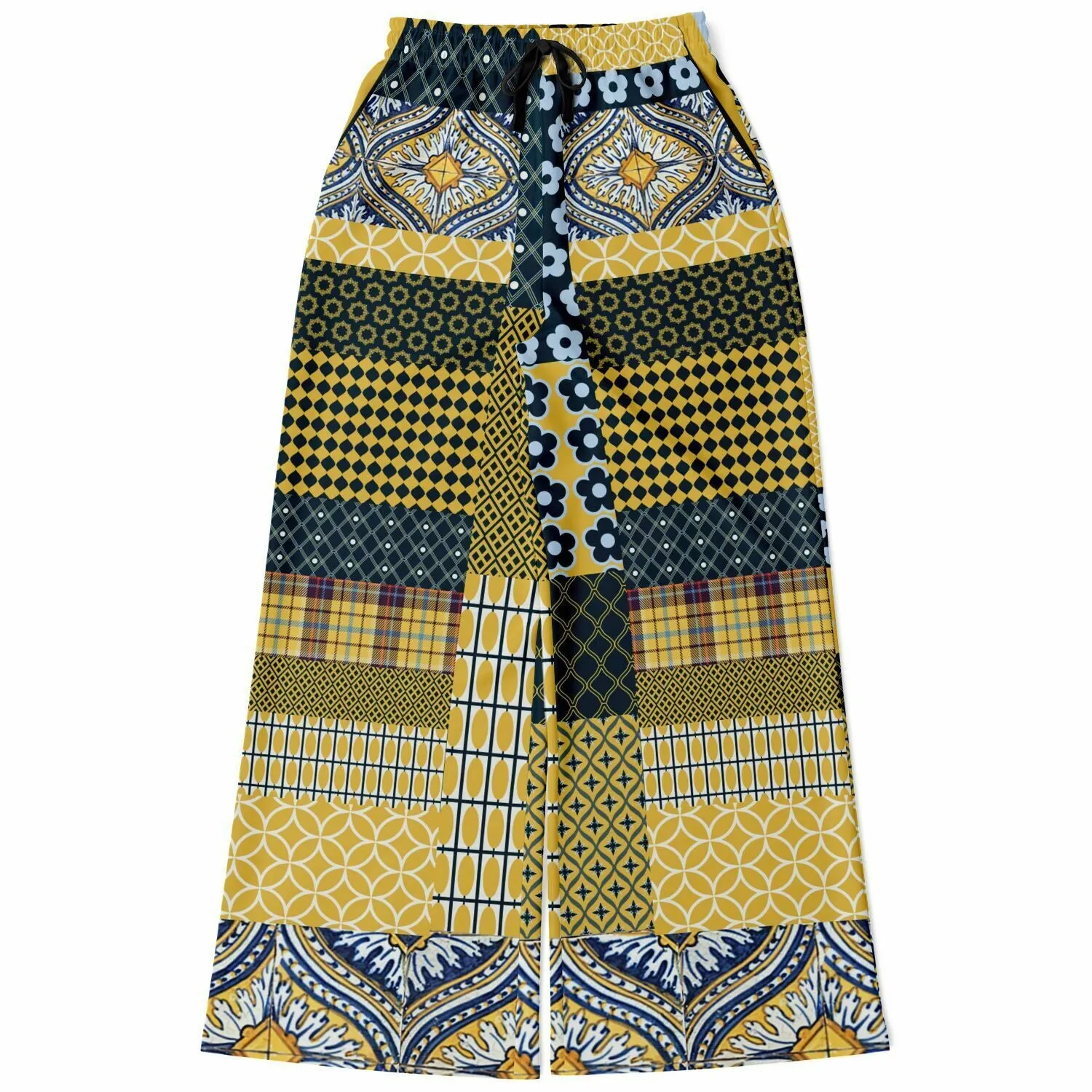 Dauphin Patchwork Print Eco-Poly Stretchy Phat Bellbottoms