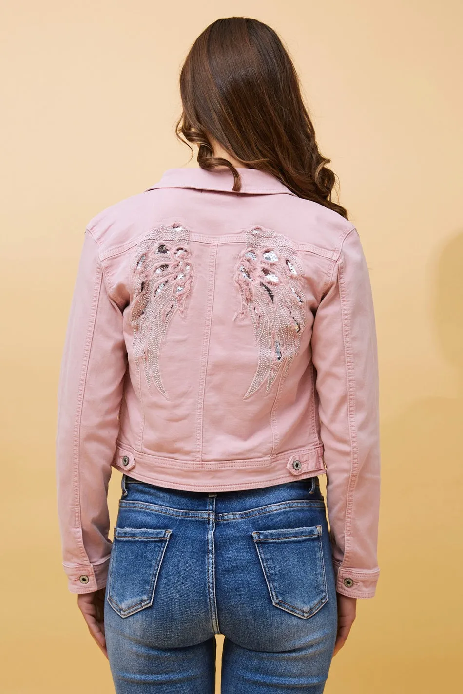 DESTINY SEQUIN WING DENIM JACKET