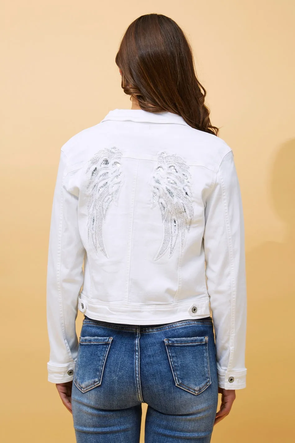 DESTINY SEQUIN WING DENIM JACKET