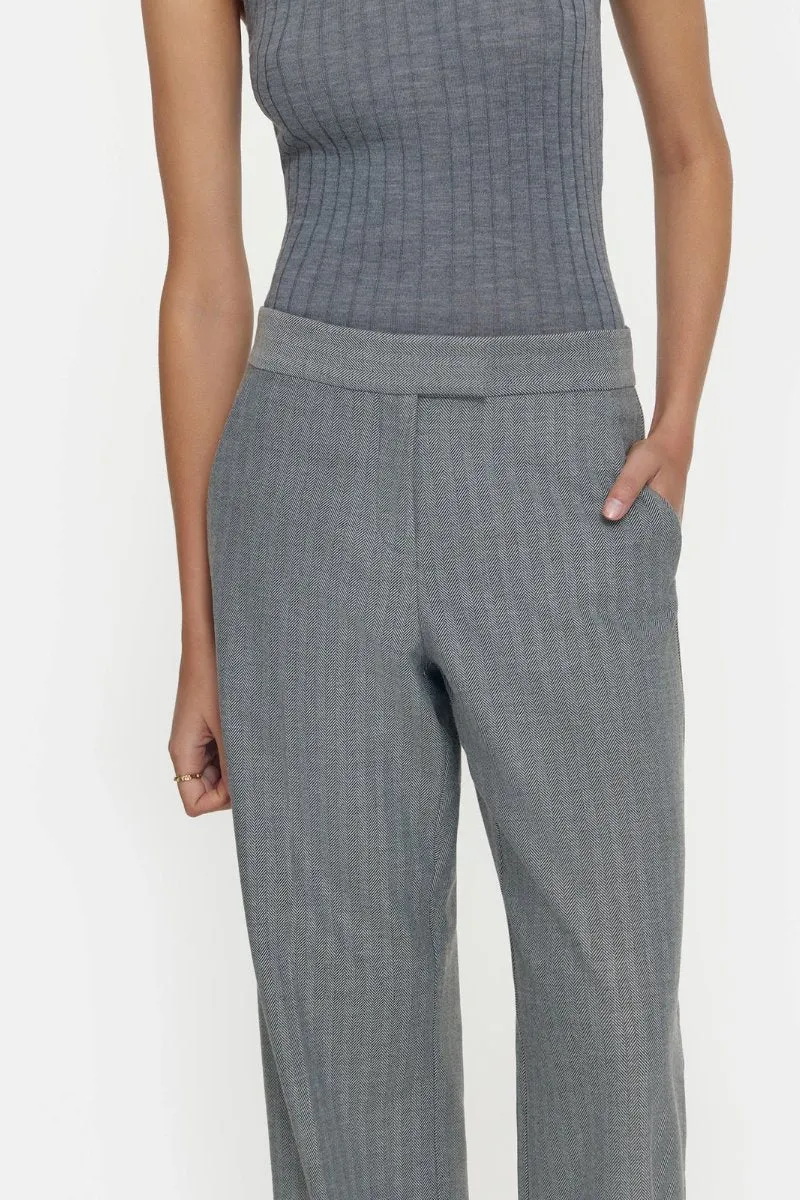 DIPLOMAT TROUSER-MINI GREY HERRINGBONE