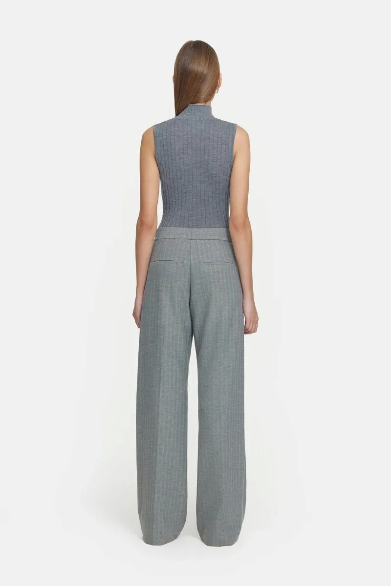 DIPLOMAT TROUSER-MINI GREY HERRINGBONE