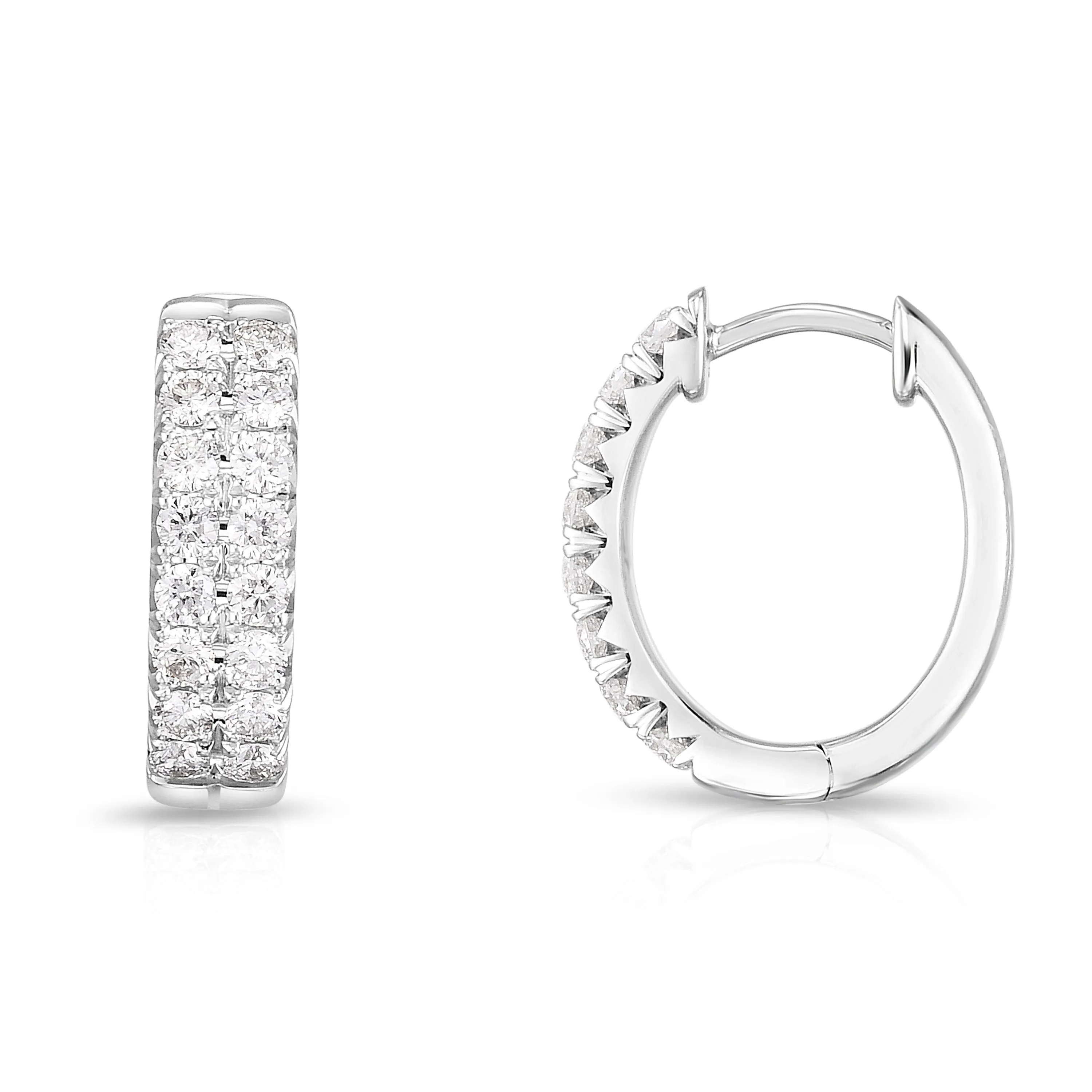 Double Row Oval Diamond Hoops