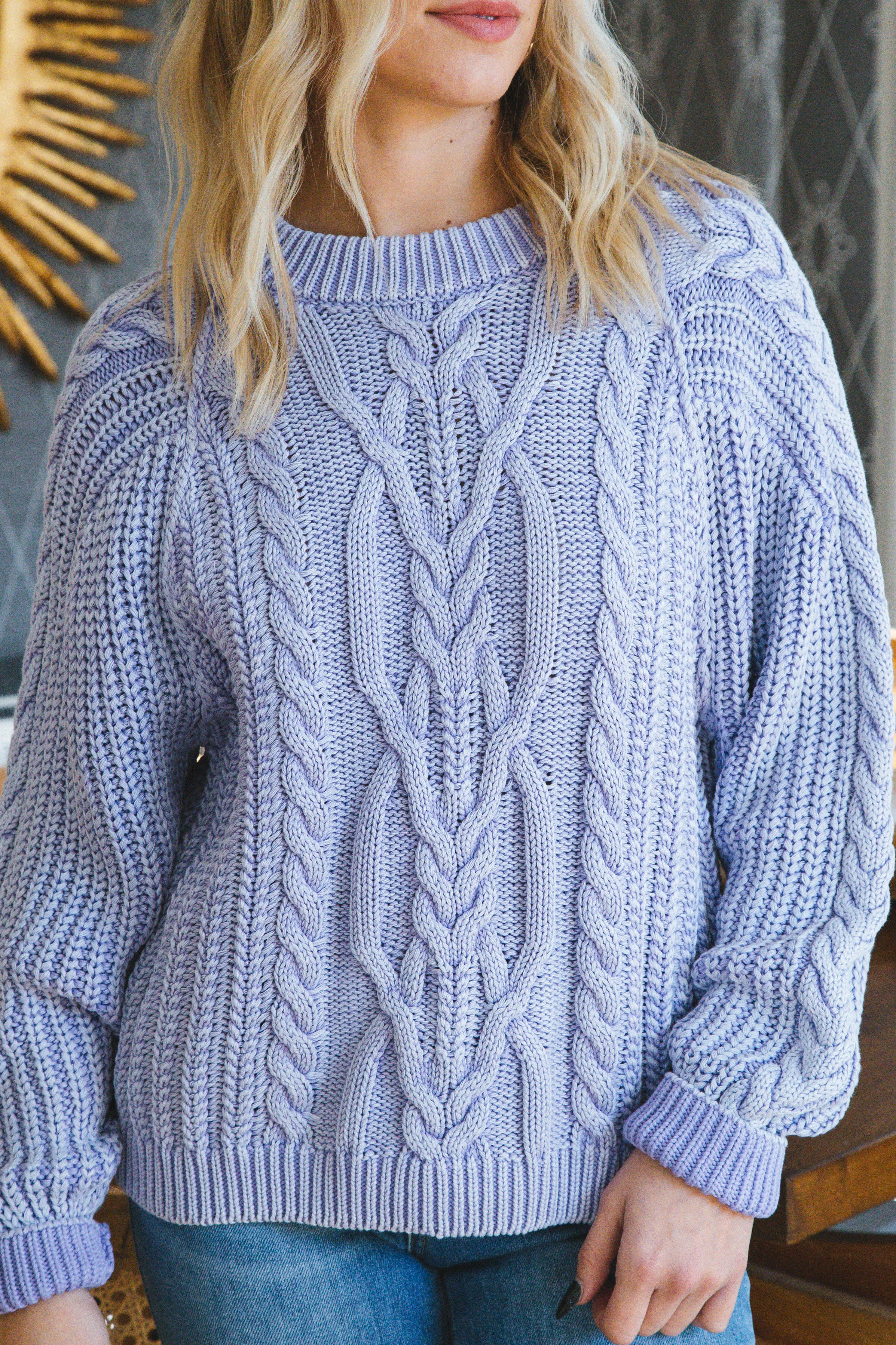 Frankie Cable Sweater, Heavenly Lavender | Free People