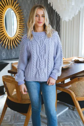 Frankie Cable Sweater, Heavenly Lavender | Free People