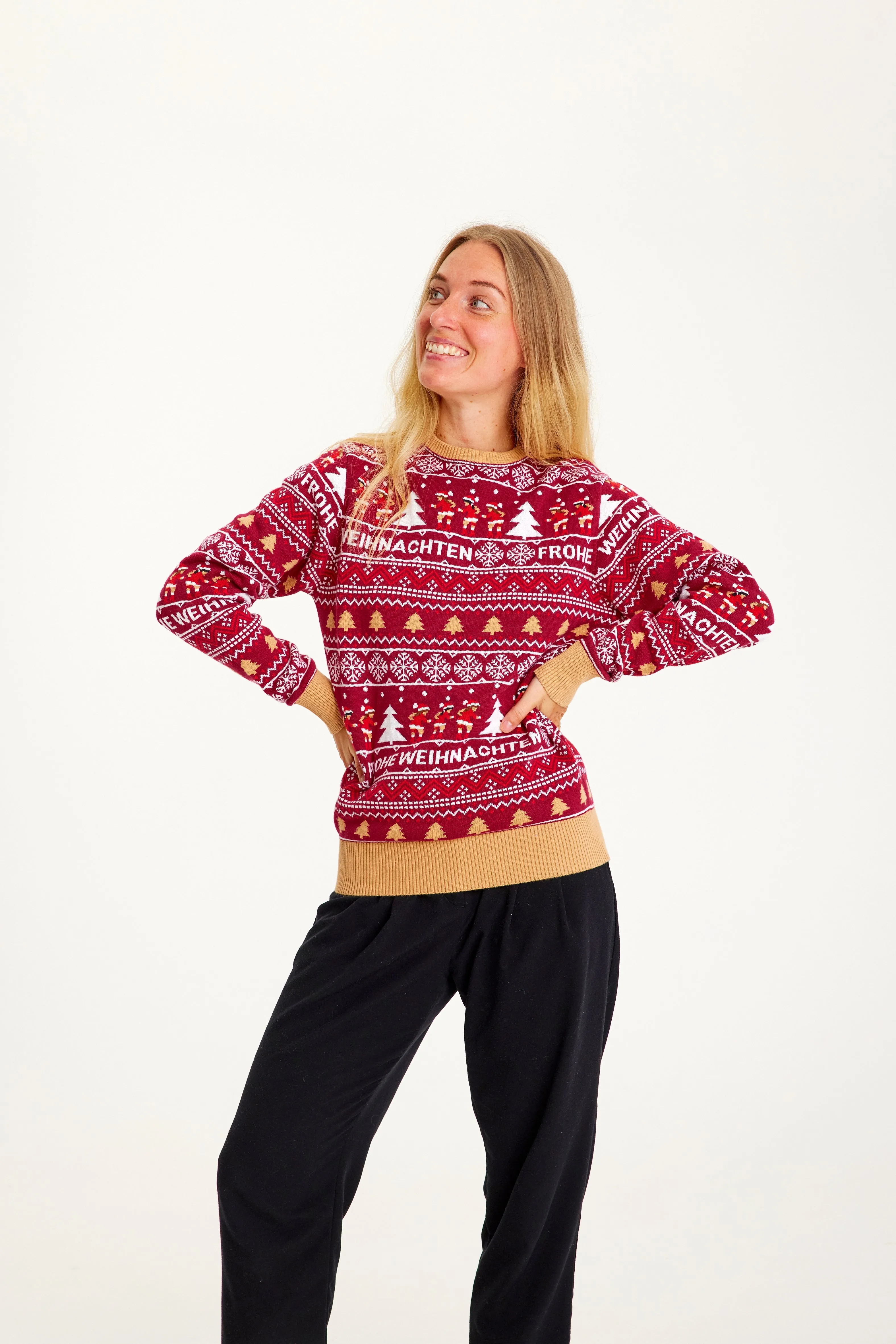 Frohe Weihnachten Sweater Bordeaux - Dame.