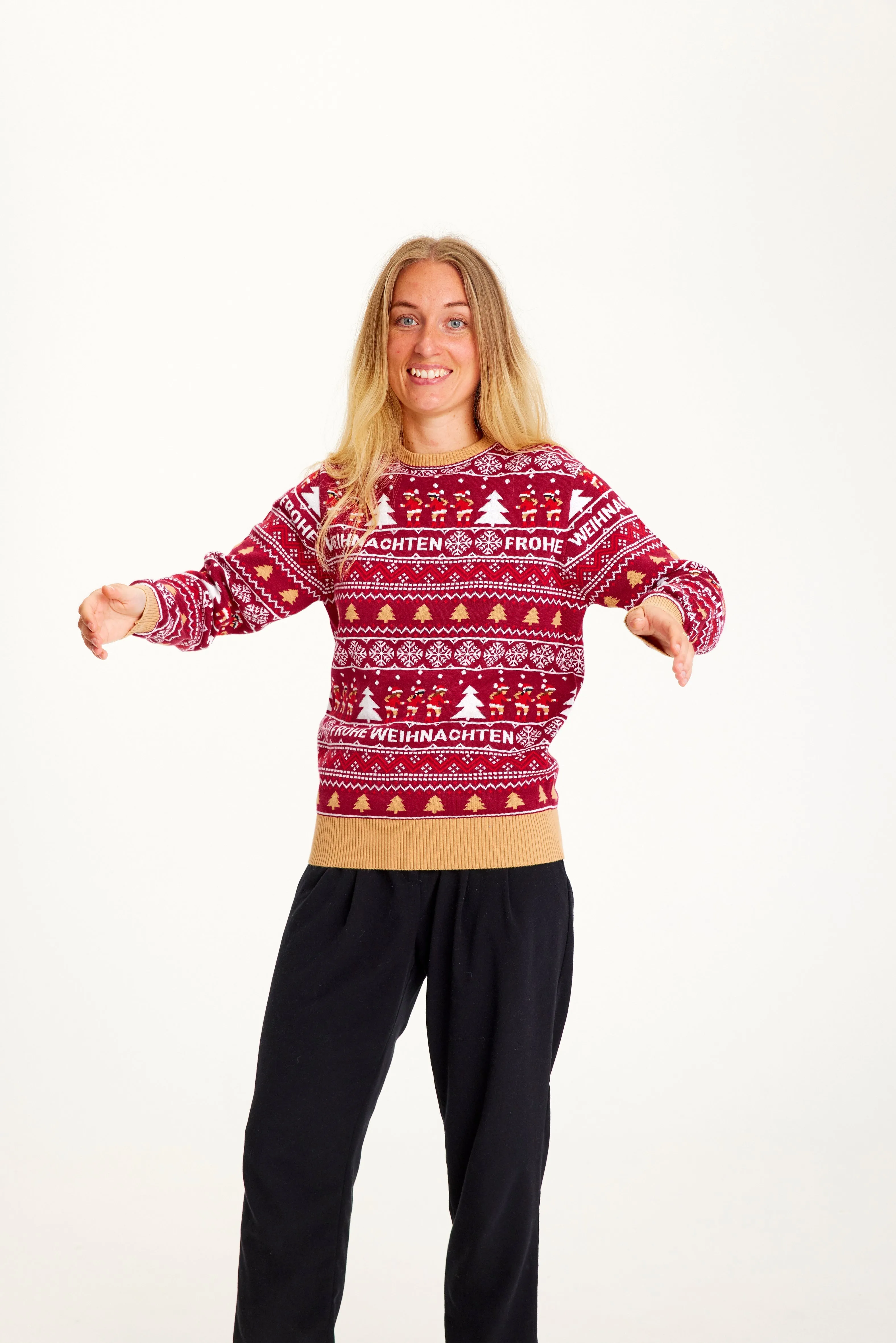 Frohe Weihnachten Sweater Bordeaux - Dame.