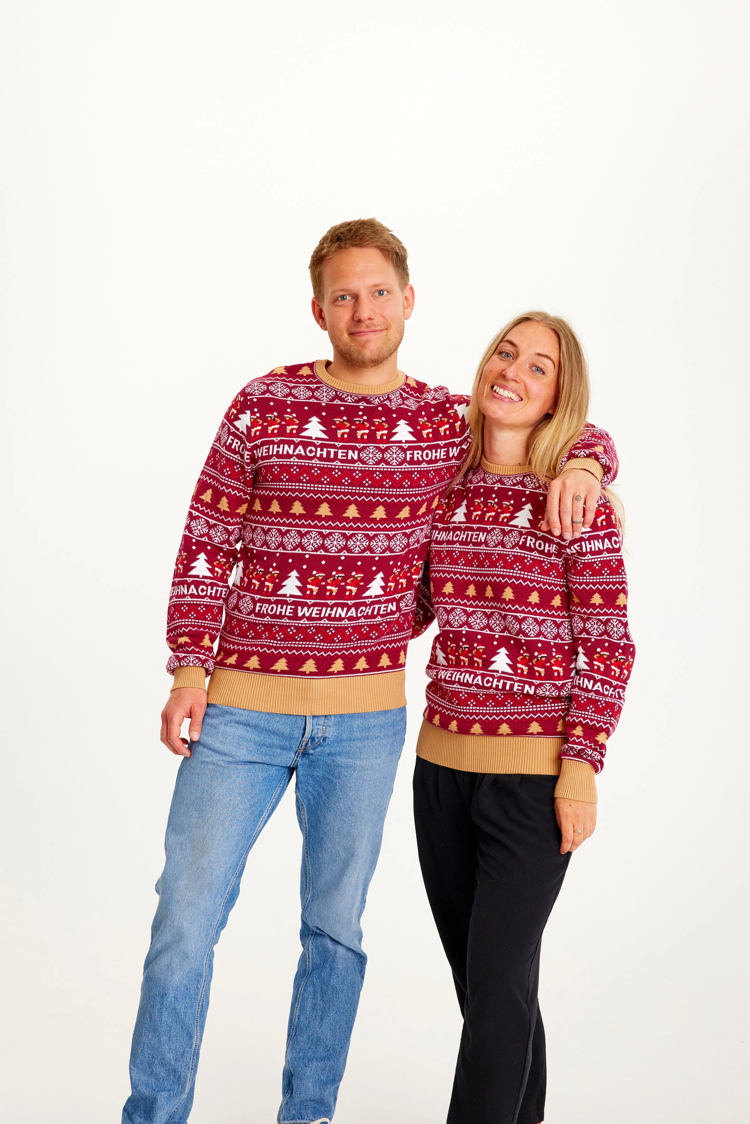 Frohe Weihnachten Sweater Bordeaux - Dame.