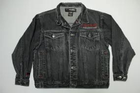 Fubu Sports The Collection Vintage 90's Y2K Black Embroidered Denim Jeans Jacket