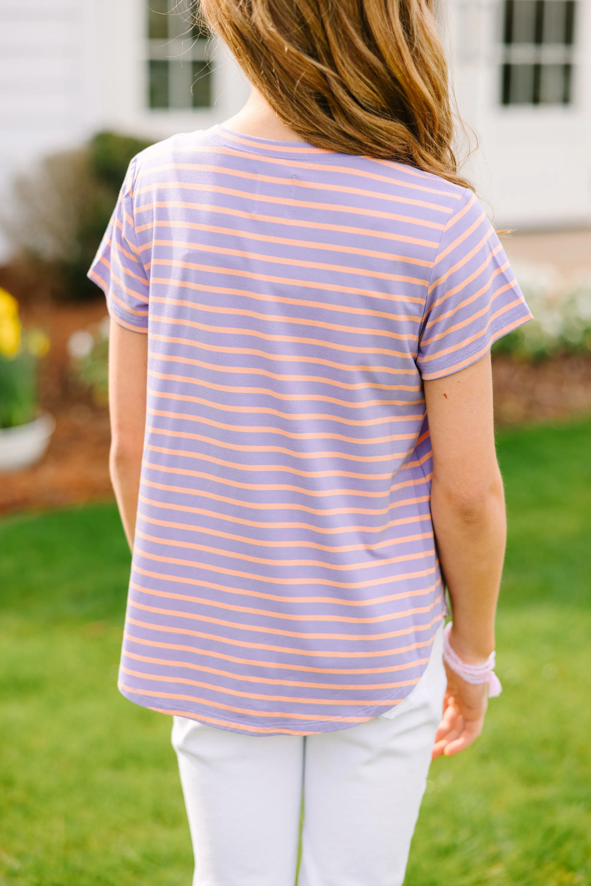 Girls: Let's Meet Later Lavender Purple Striped Top