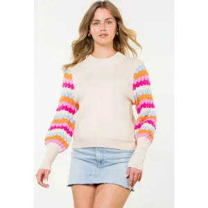 Helena Cream Knitted Bishop Sleeve THML Sweater