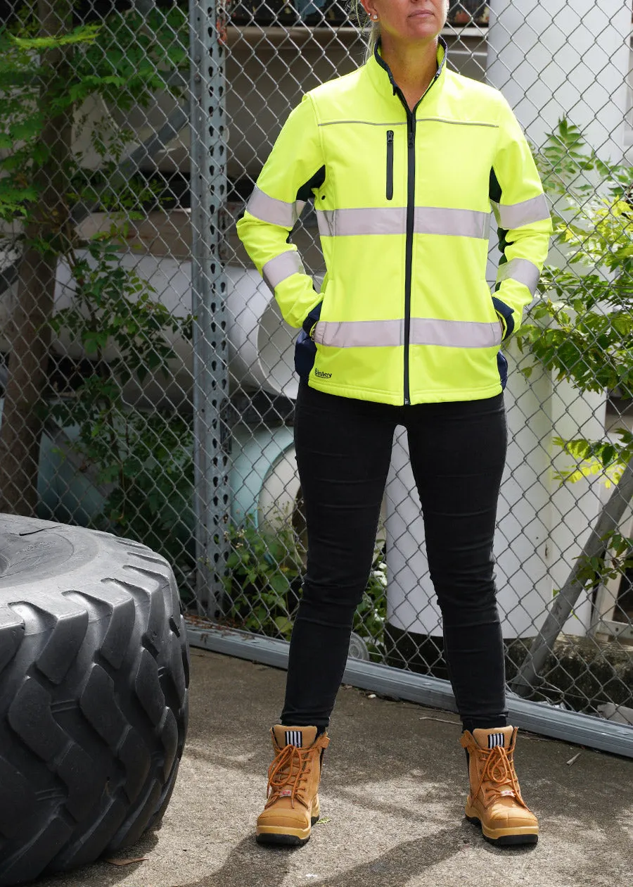 Hi vis women's taped soft shell jacket