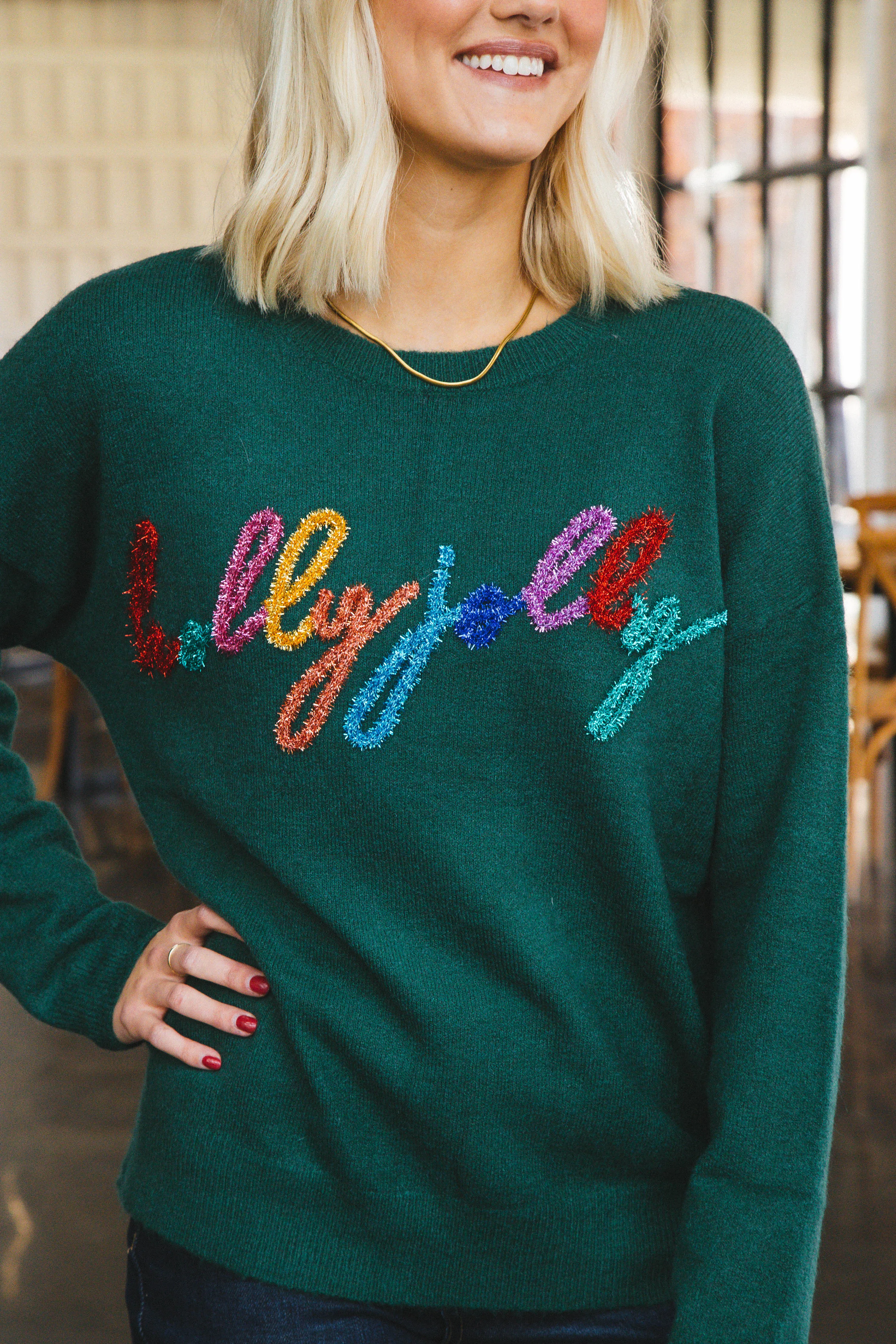 Holly Jolly Pullover Sweater, Green