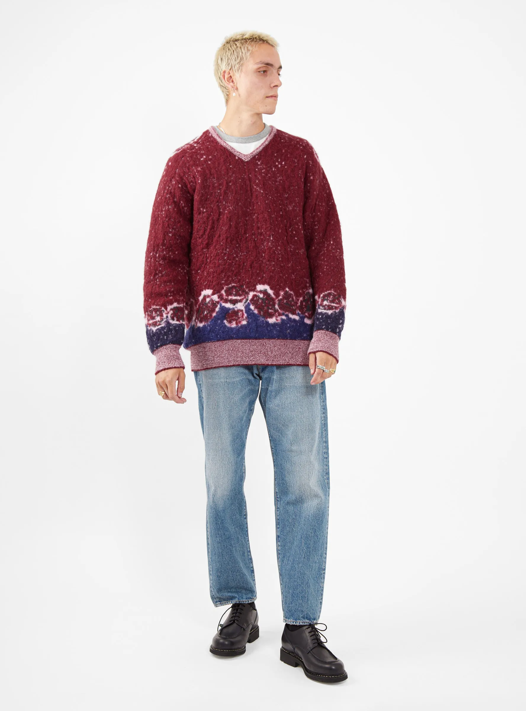 Jacquard Sweater Dark Red