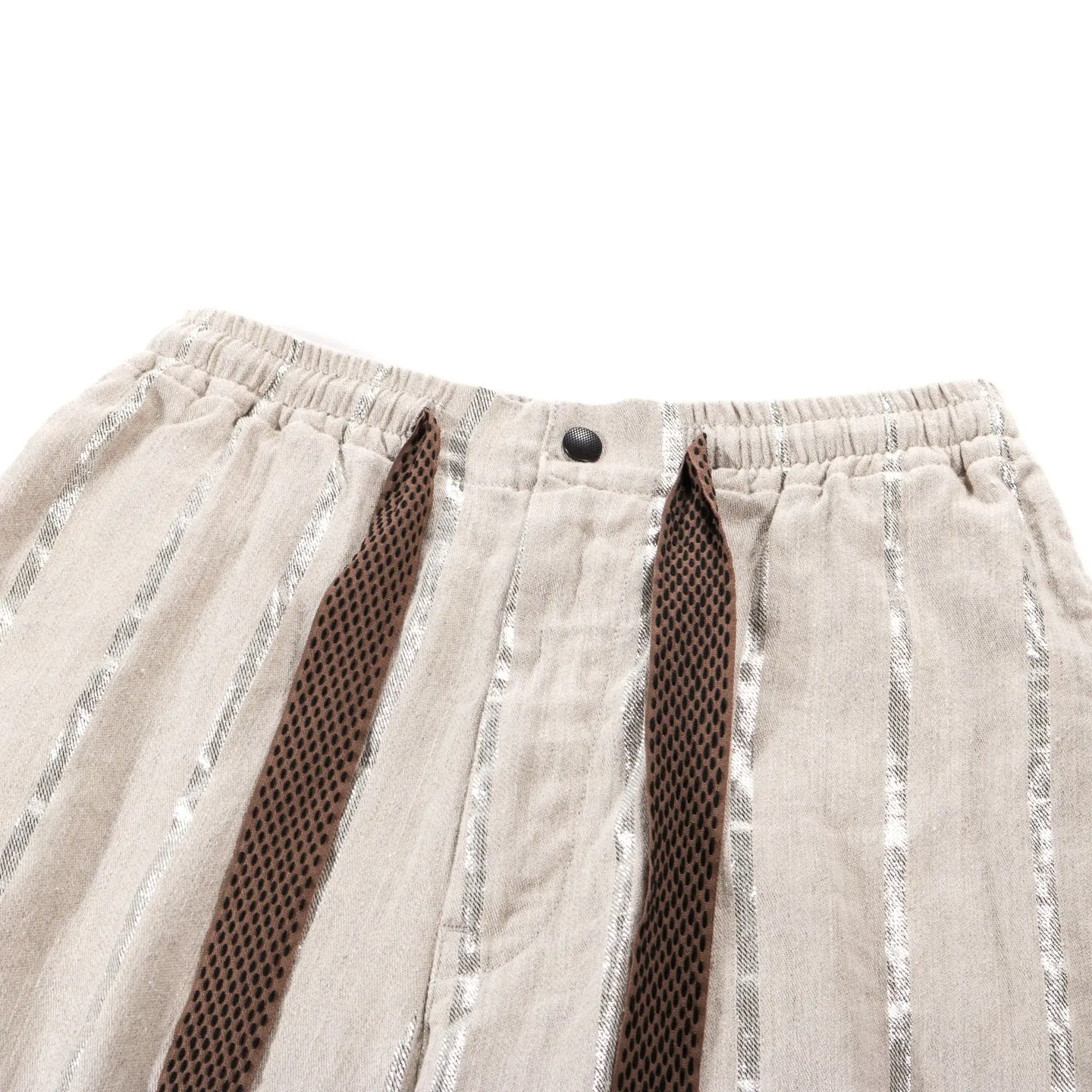 KAPITAL LINEN GLITTER PHILLIES STRIPE EASY PANTS ECRU