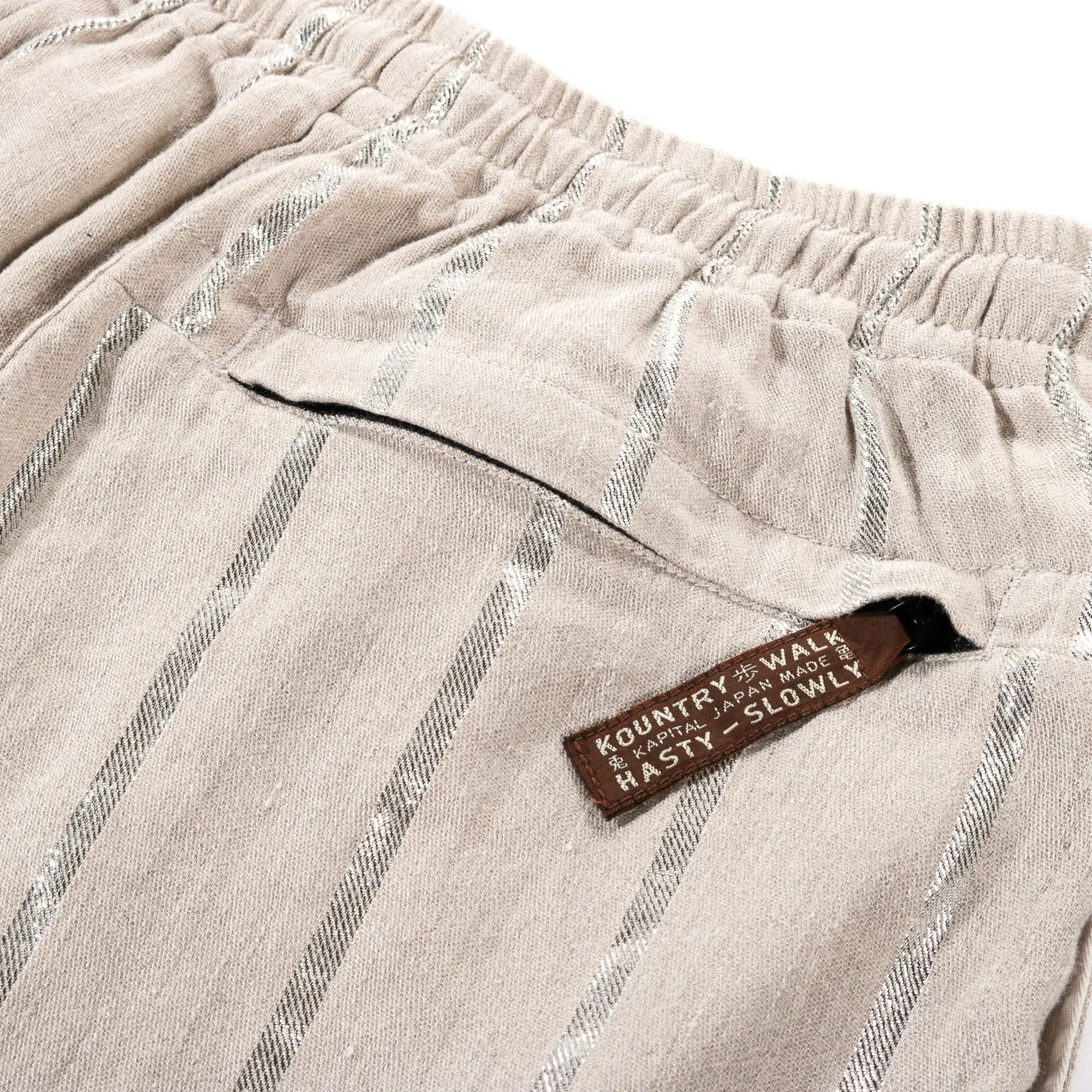 KAPITAL LINEN GLITTER PHILLIES STRIPE EASY PANTS ECRU