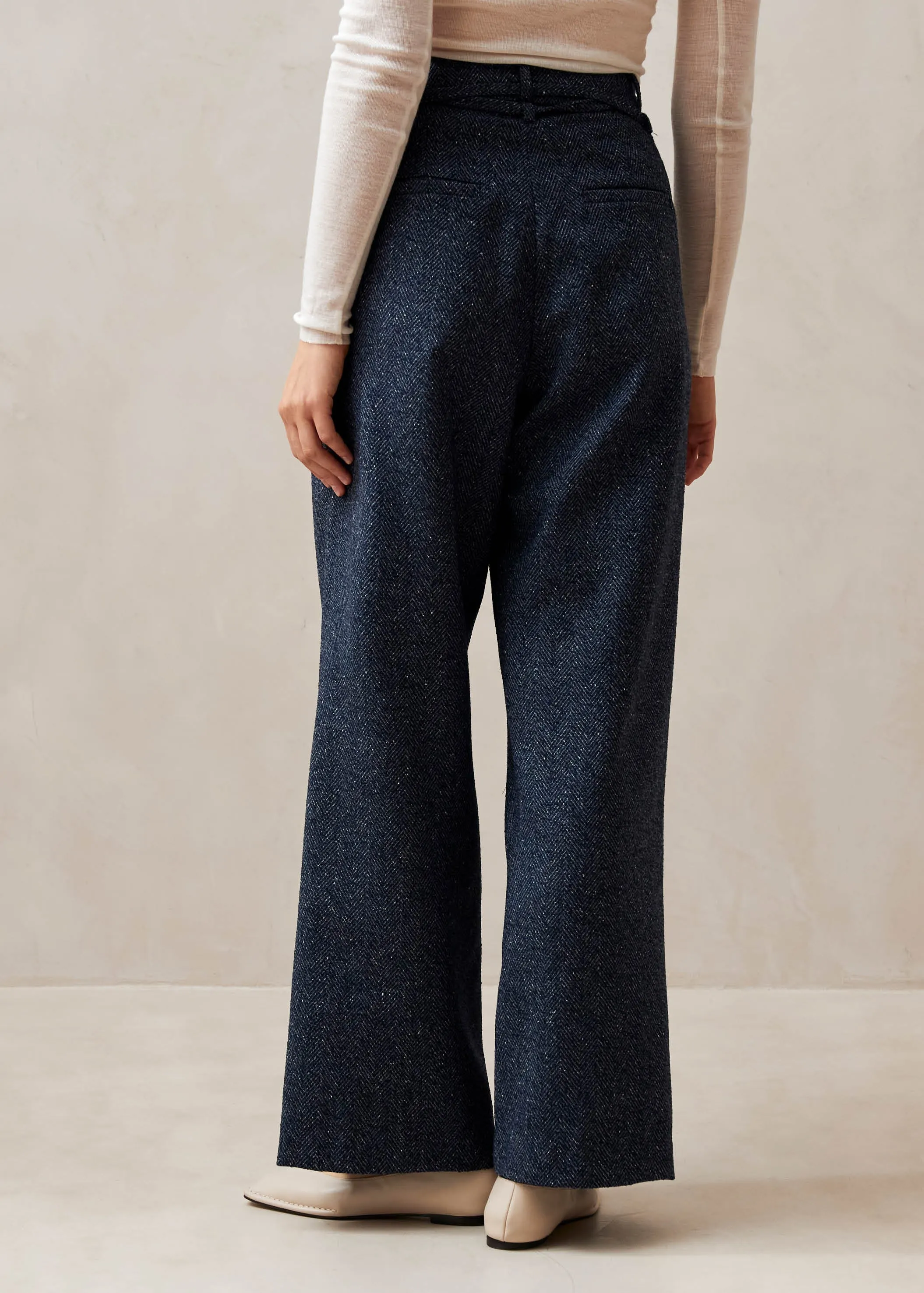 Kathy Herringbone Navy Pants