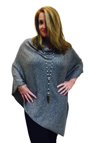 Last Chance! Cashmere Poncho From Nepal Heather Gray