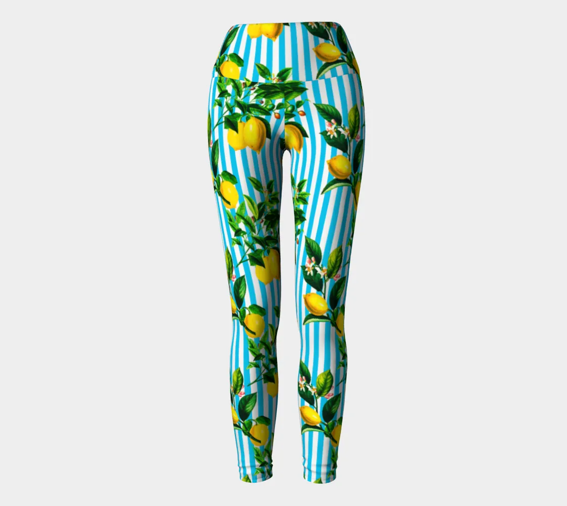 Lemon Striped Yoga Leggings