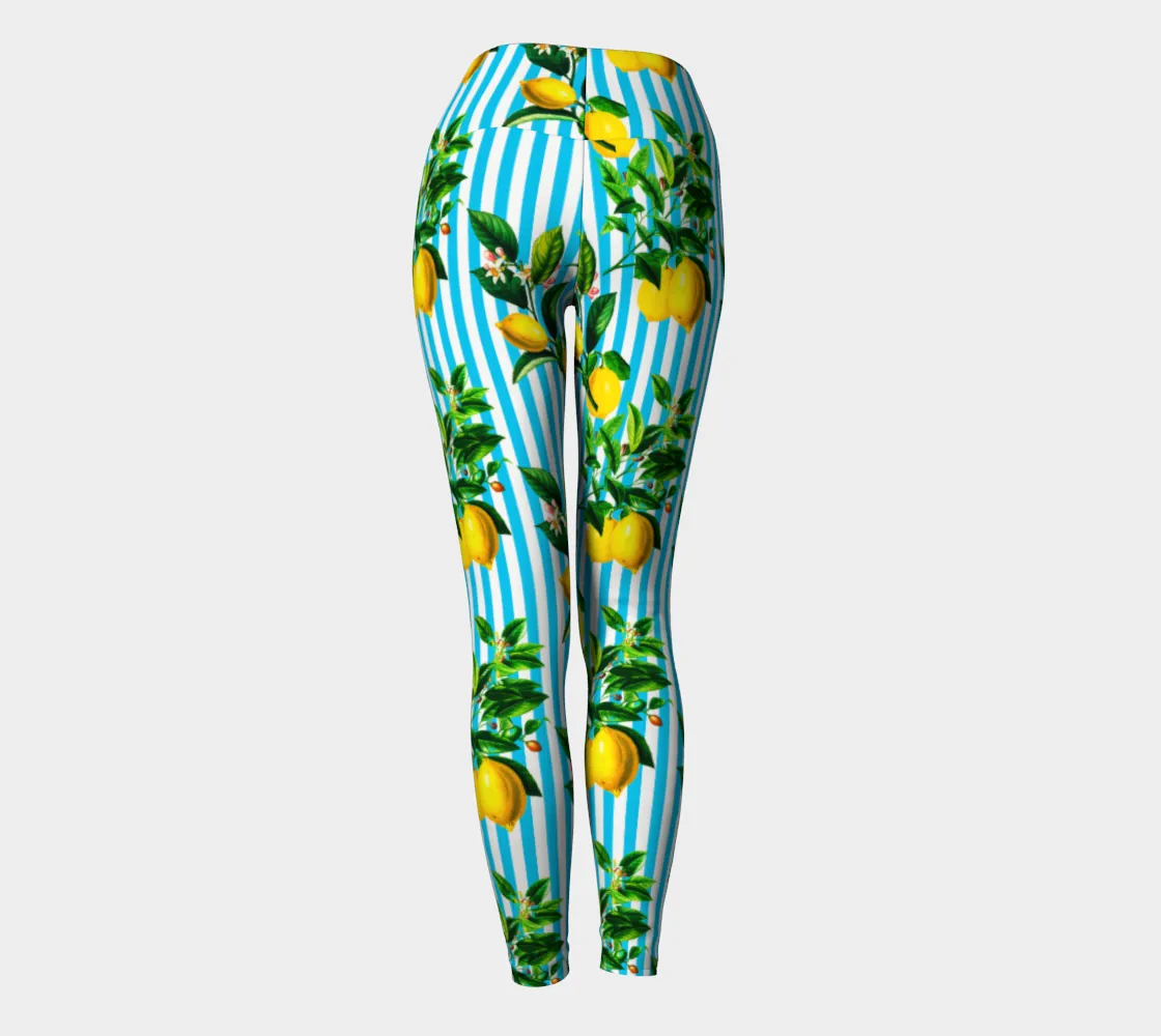 Lemon Striped Yoga Leggings