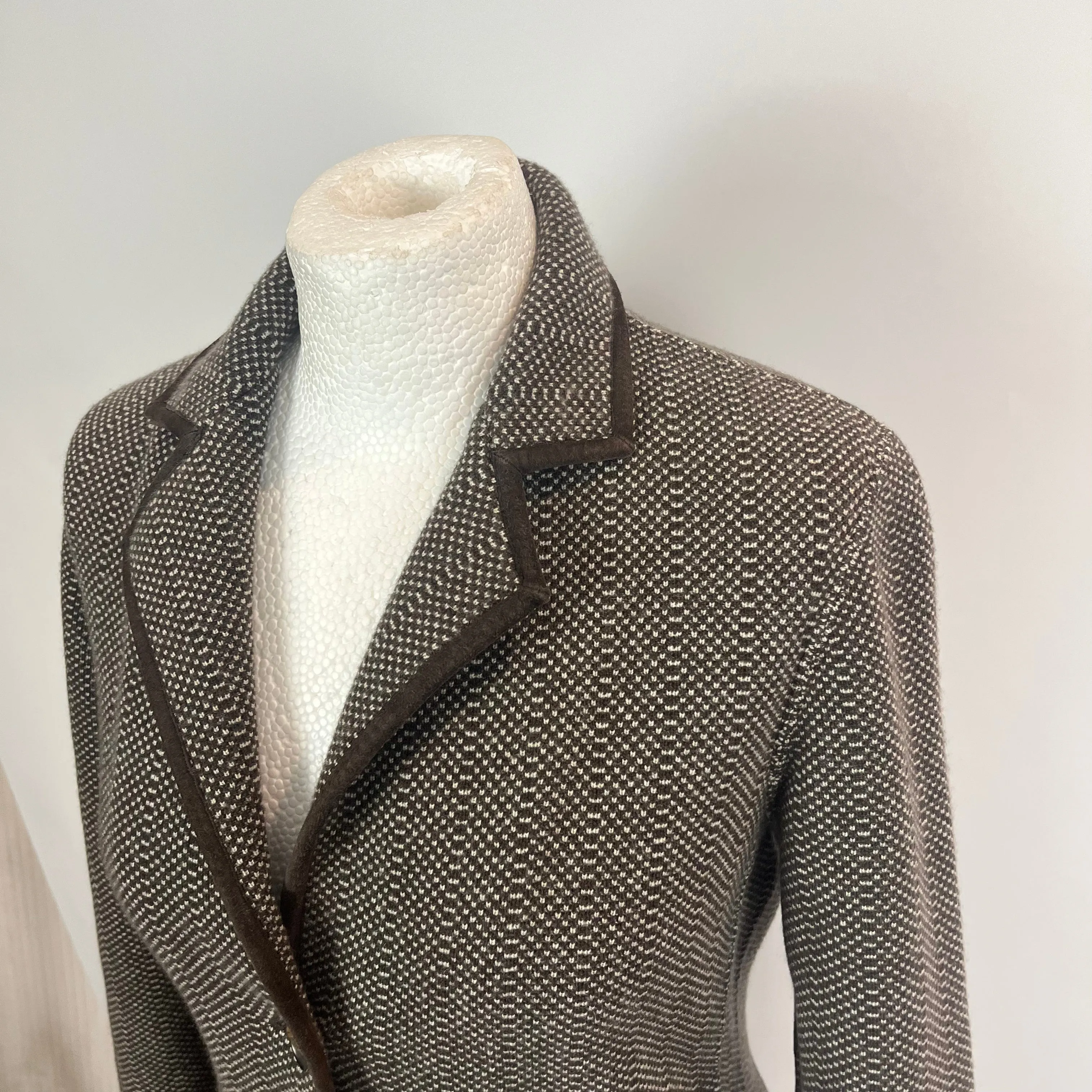 Loro Piana Brown & Ecru Knit Cashmere Jacket S