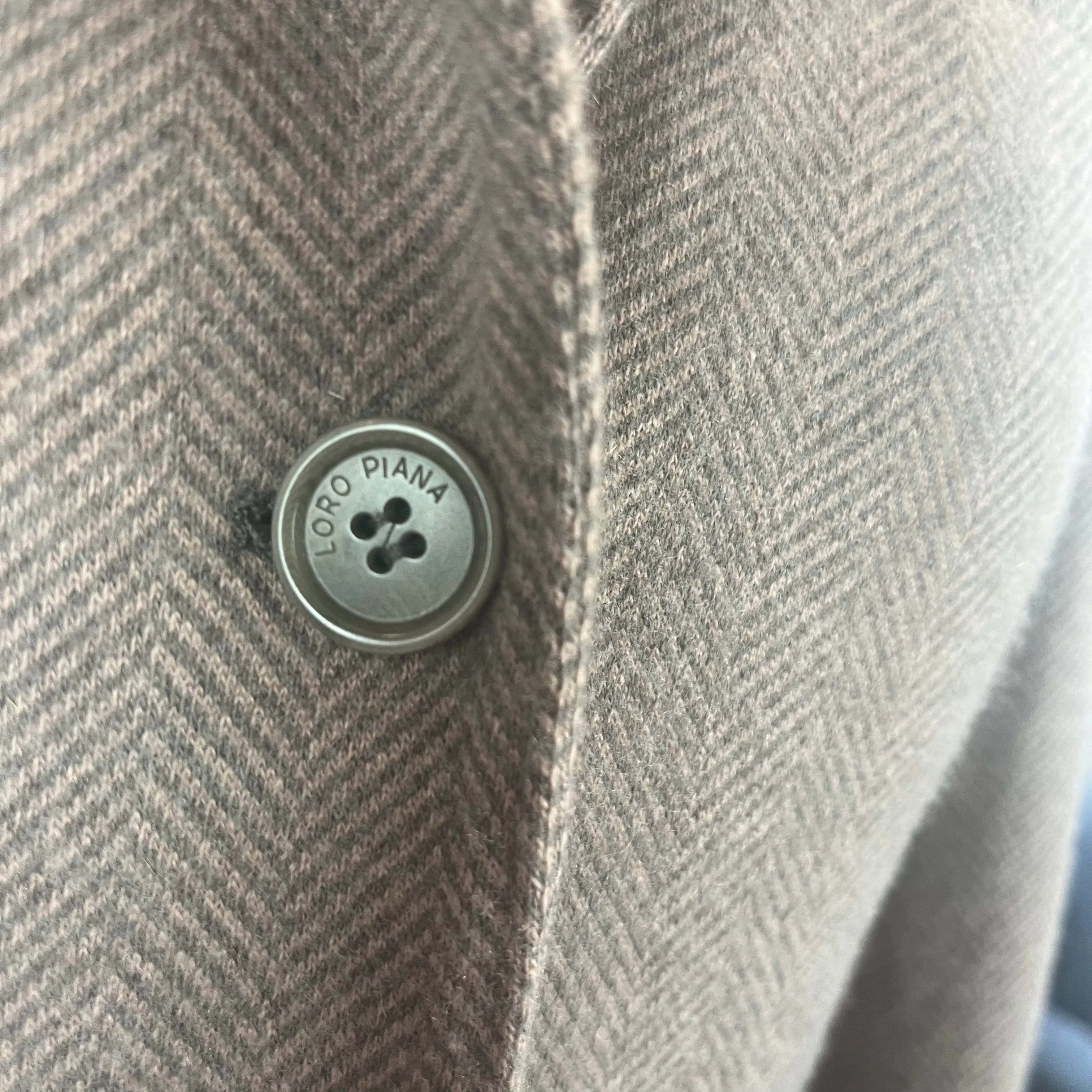 Loro Piana Taupe & Grey Herringbone Knit Cashmere Jacket S