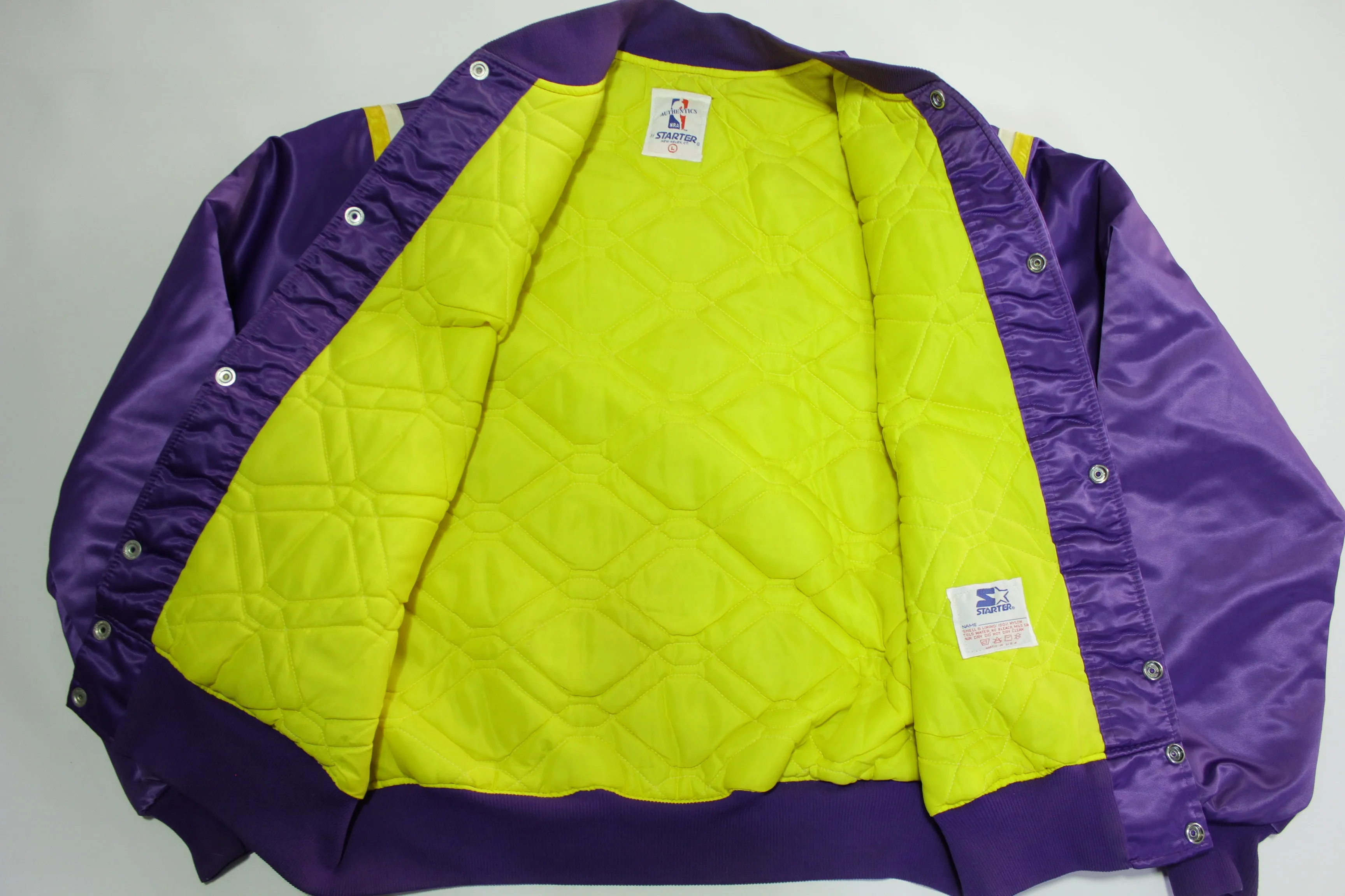 Los Angeles Lakers Vintage 80's Satin Starter Made in USA Quilt Lined NBA Jacket