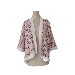 Mela London For New London Light Pink Bird Print Open Jacket | Pre loved |