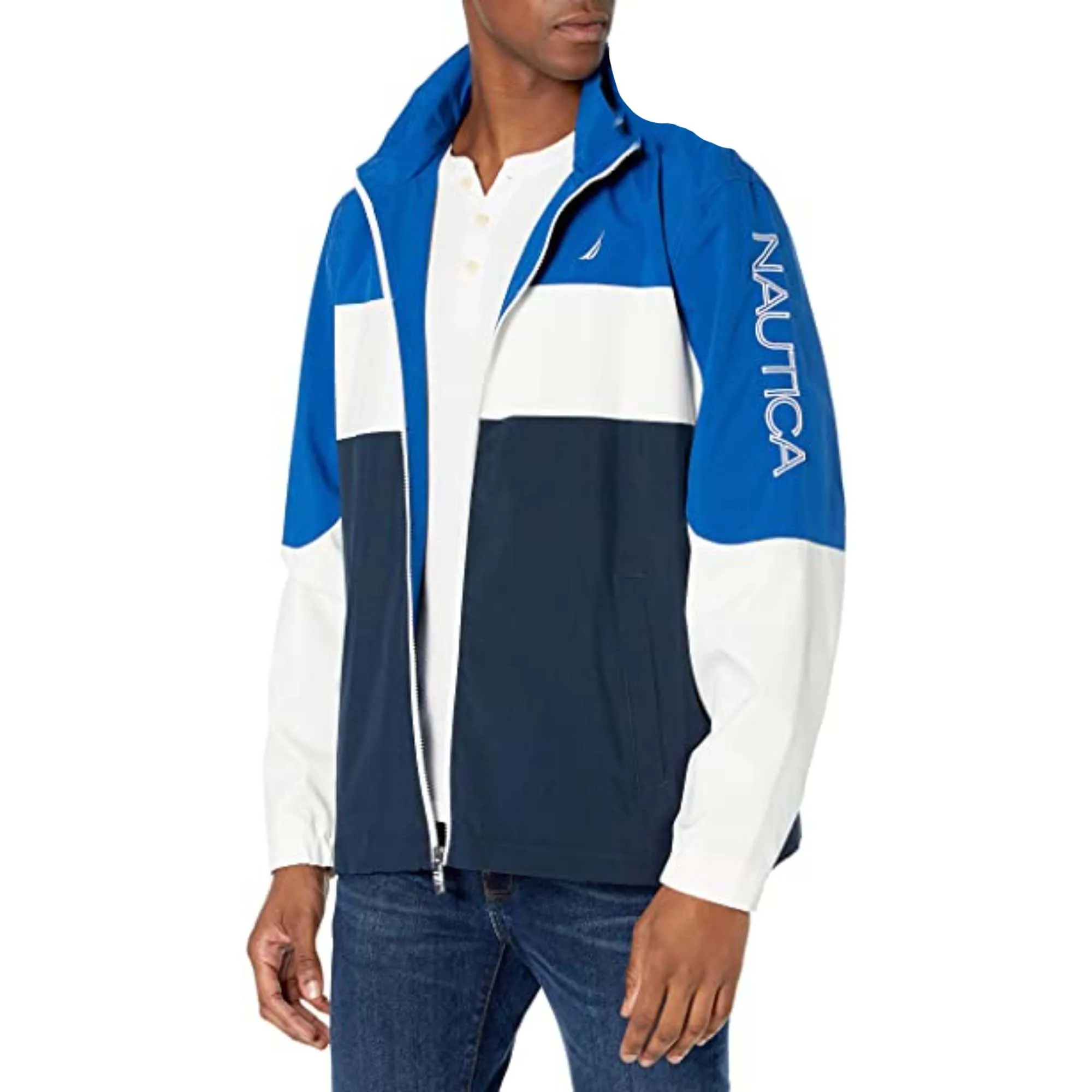 Nautica Men's Lightweight Water and Wind Resistant Jacket - NAVY/MARINE