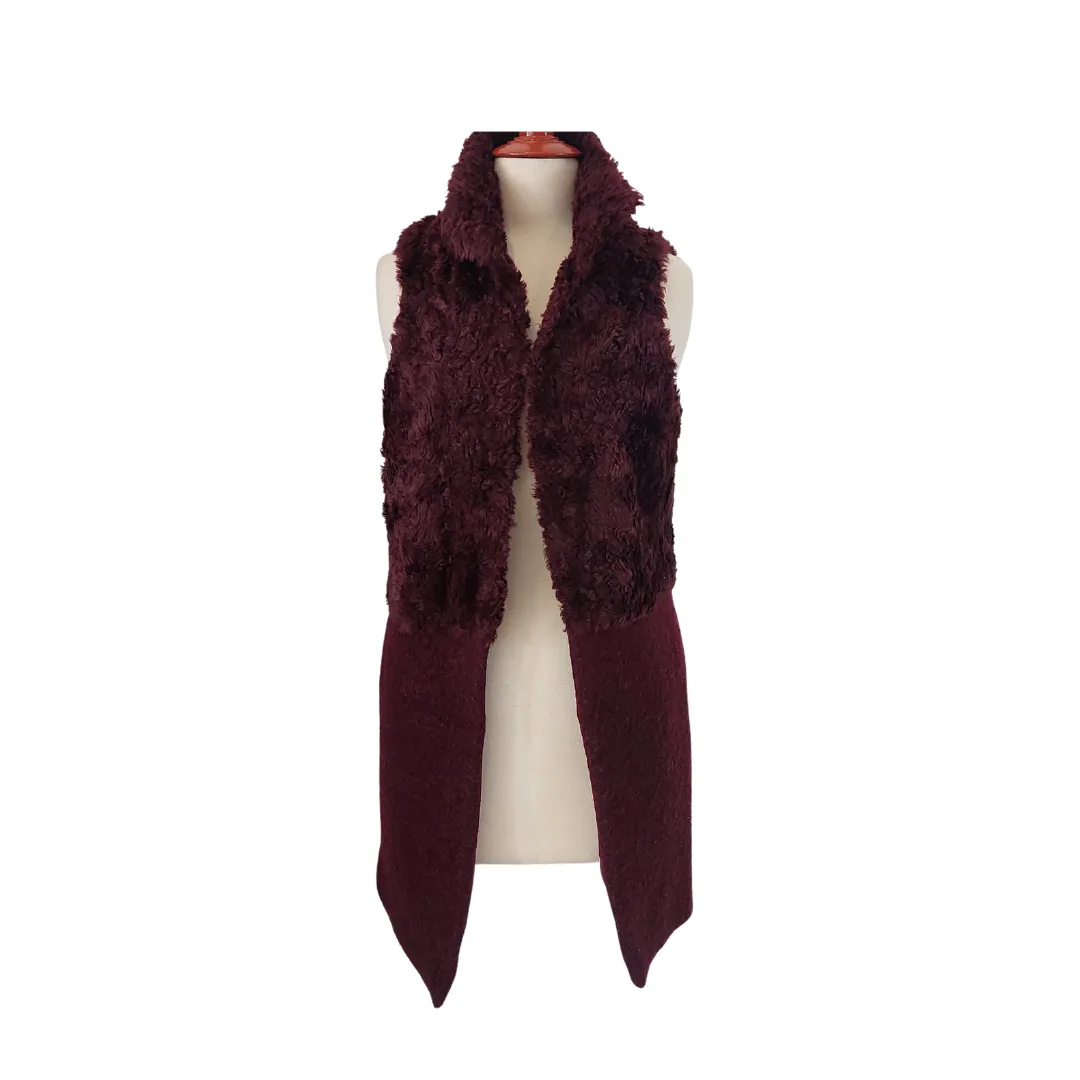 New Look Maroon Sleeveless Fuzzy Jacket | Pre Loved |