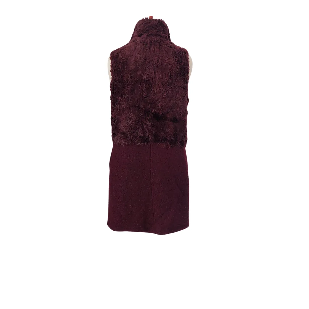 New Look Maroon Sleeveless Fuzzy Jacket | Pre Loved |