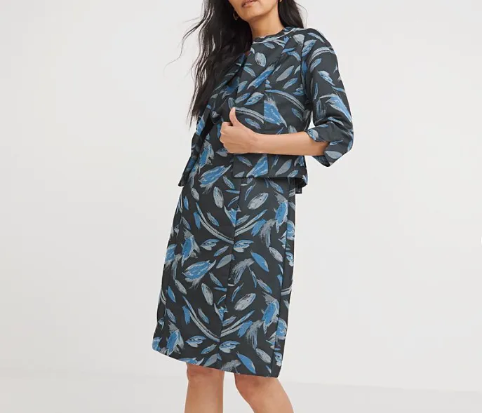 NIghtingales Blue Jacquard Navy Dress & Jacket 2-piece Set BNWT UK 20