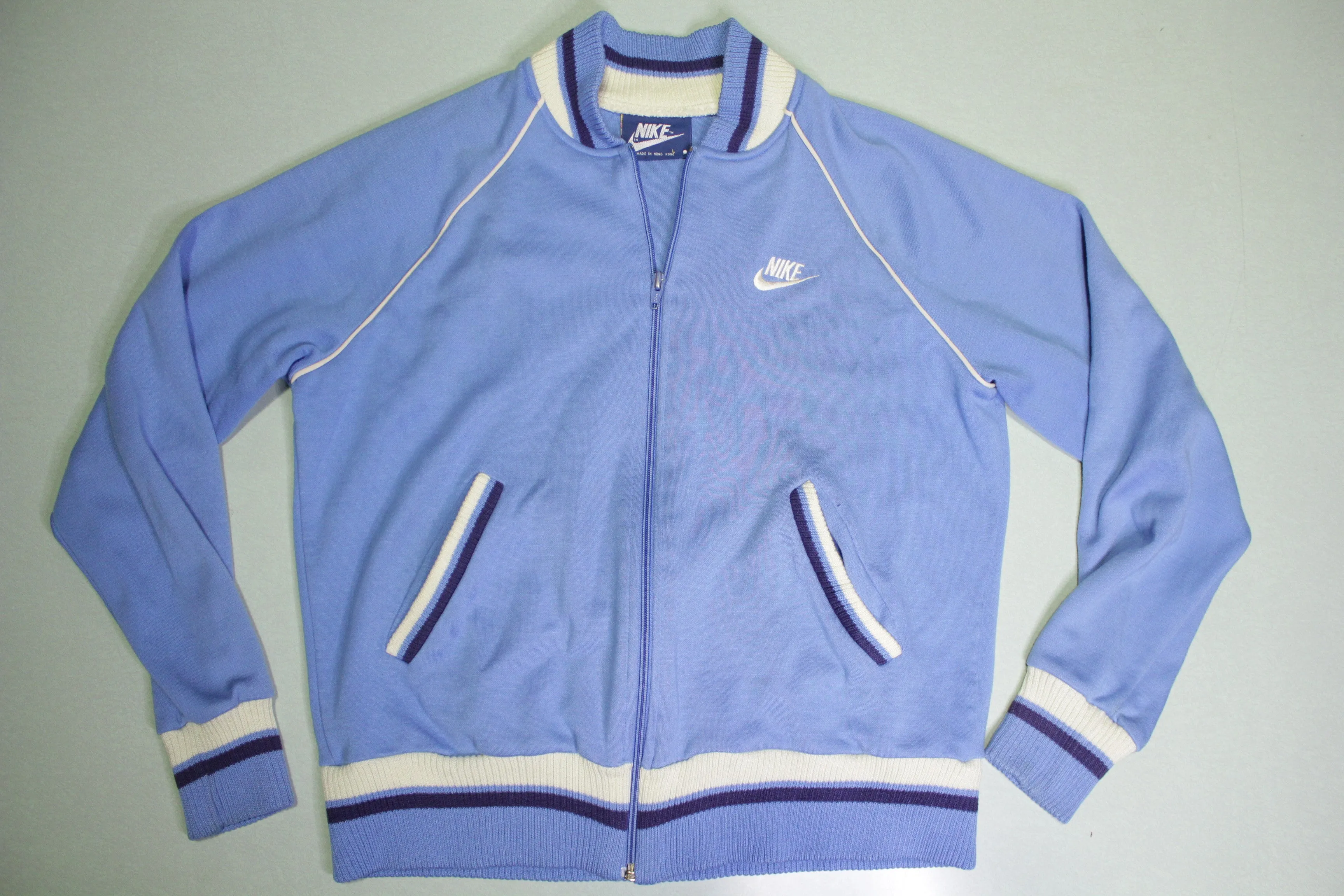 Nike Blue Tag Vintage 80's Zip Up Off Center Swoosh Check Track Jacket