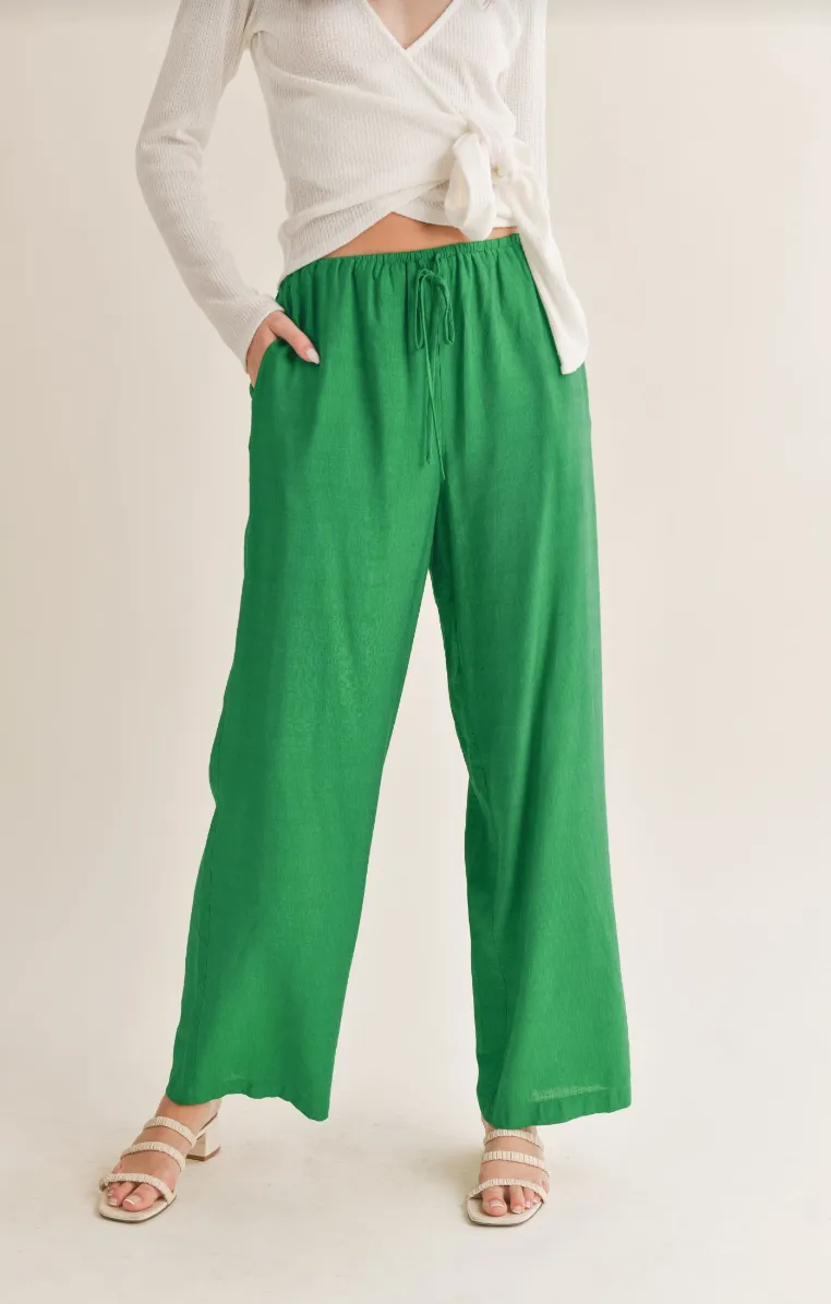 No Envy Tied Waist Widen Leg Pant