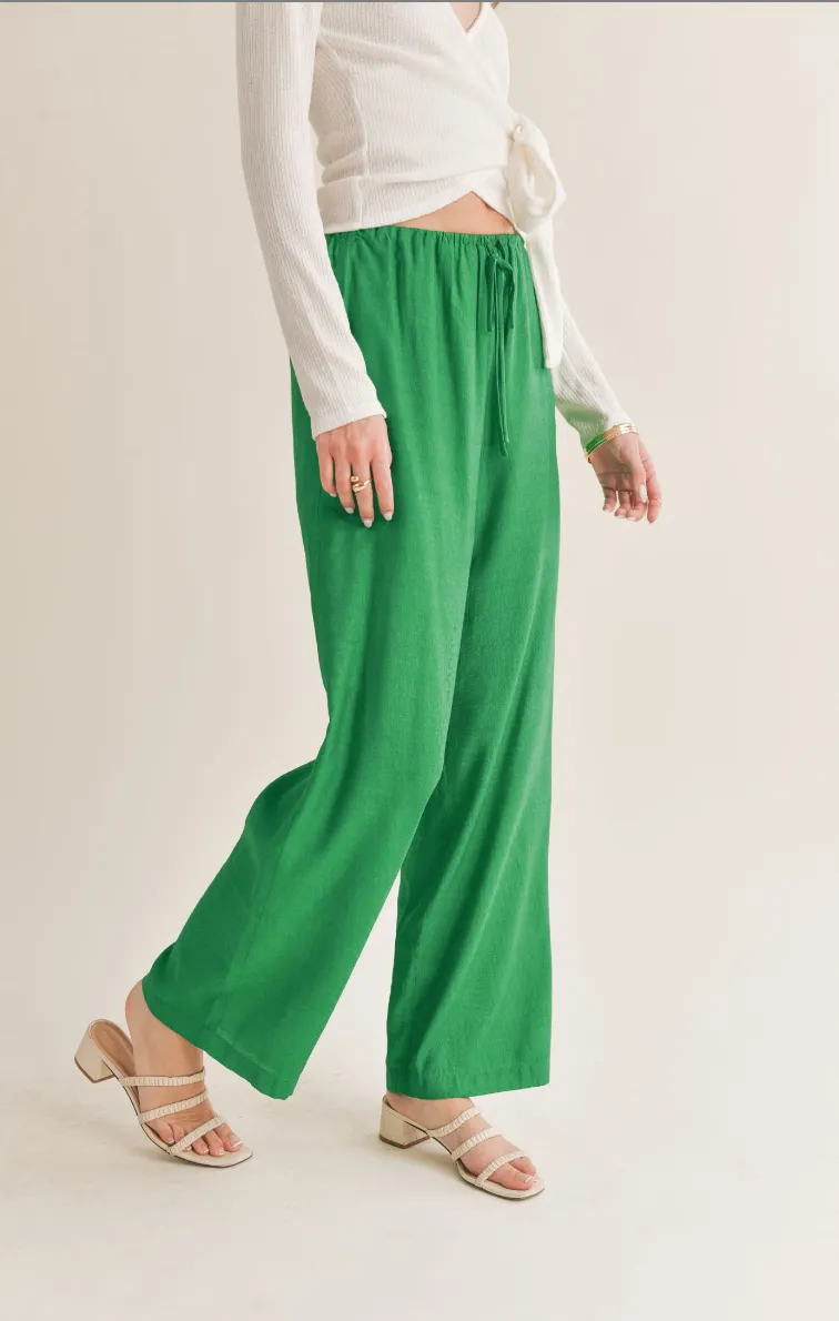 No Envy Tied Waist Widen Leg Pant